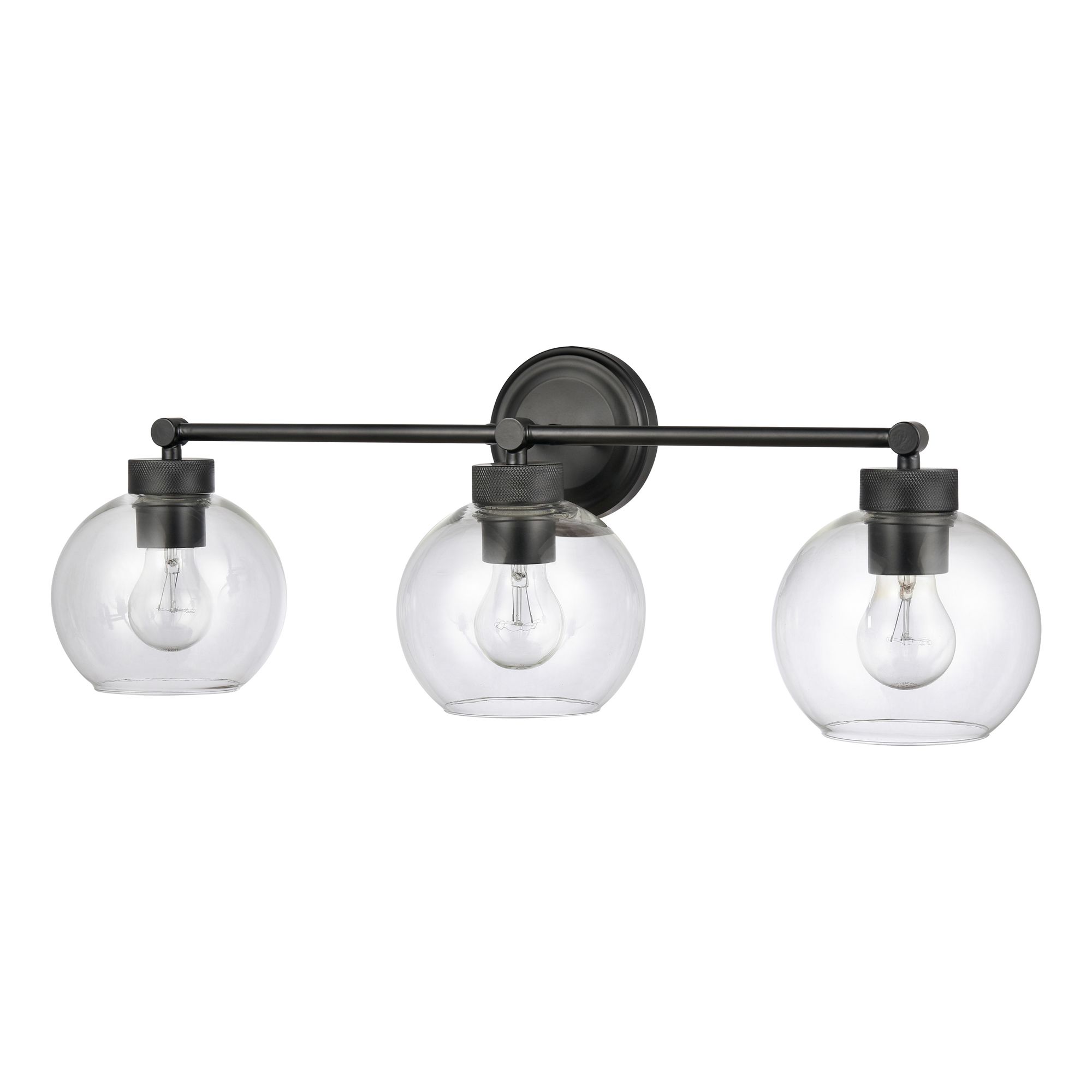 Image 2 Millennium Jonatan 3-Light 25" Matte Black Vanity Light with Glass Shade more views