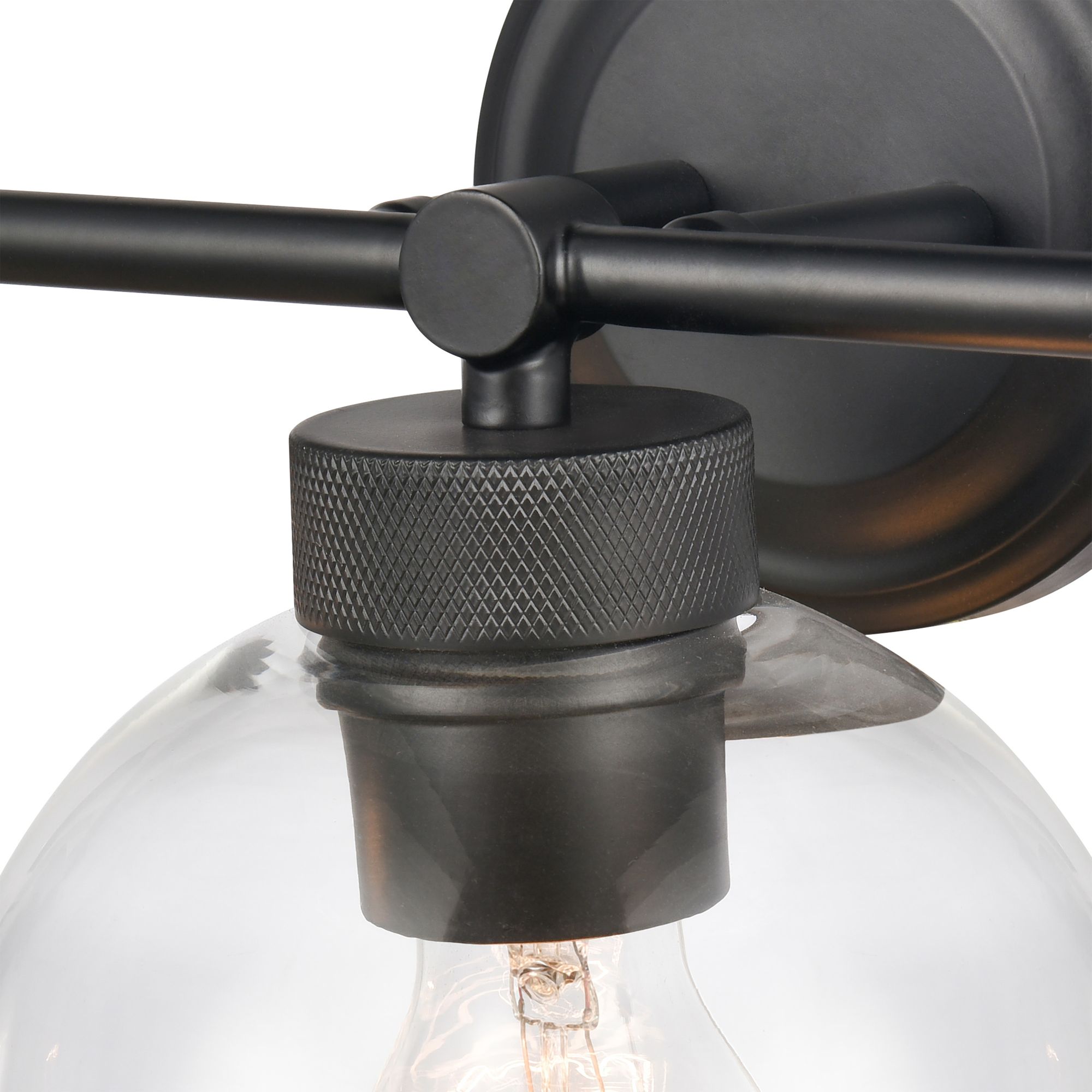 Image 3 Millennium Jonatan 3-Light 25" Matte Black Vanity Light with Glass Shade more views