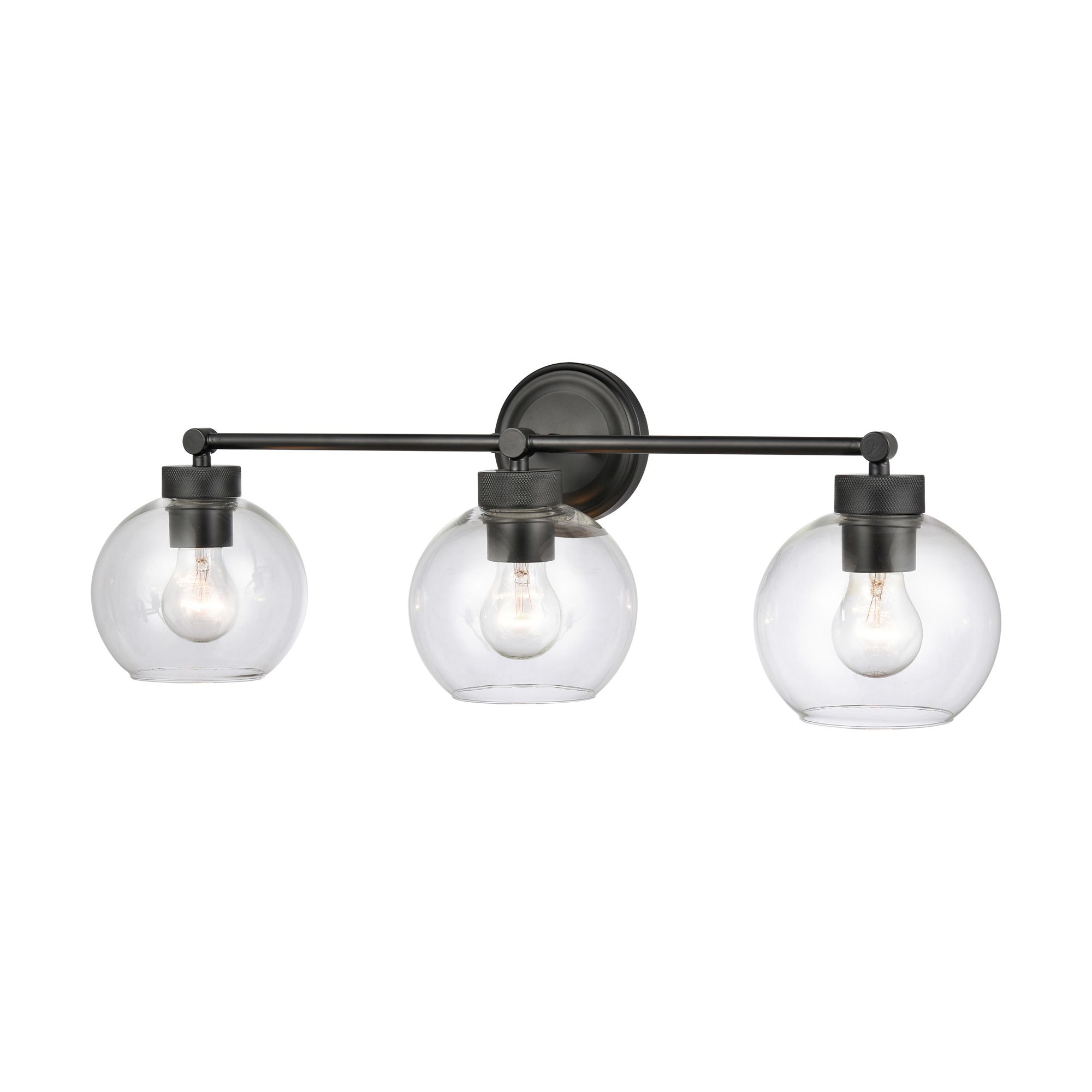 Image 4 Millennium Jonatan 3-Light 25" Matte Black Vanity Light with Glass Shade more views