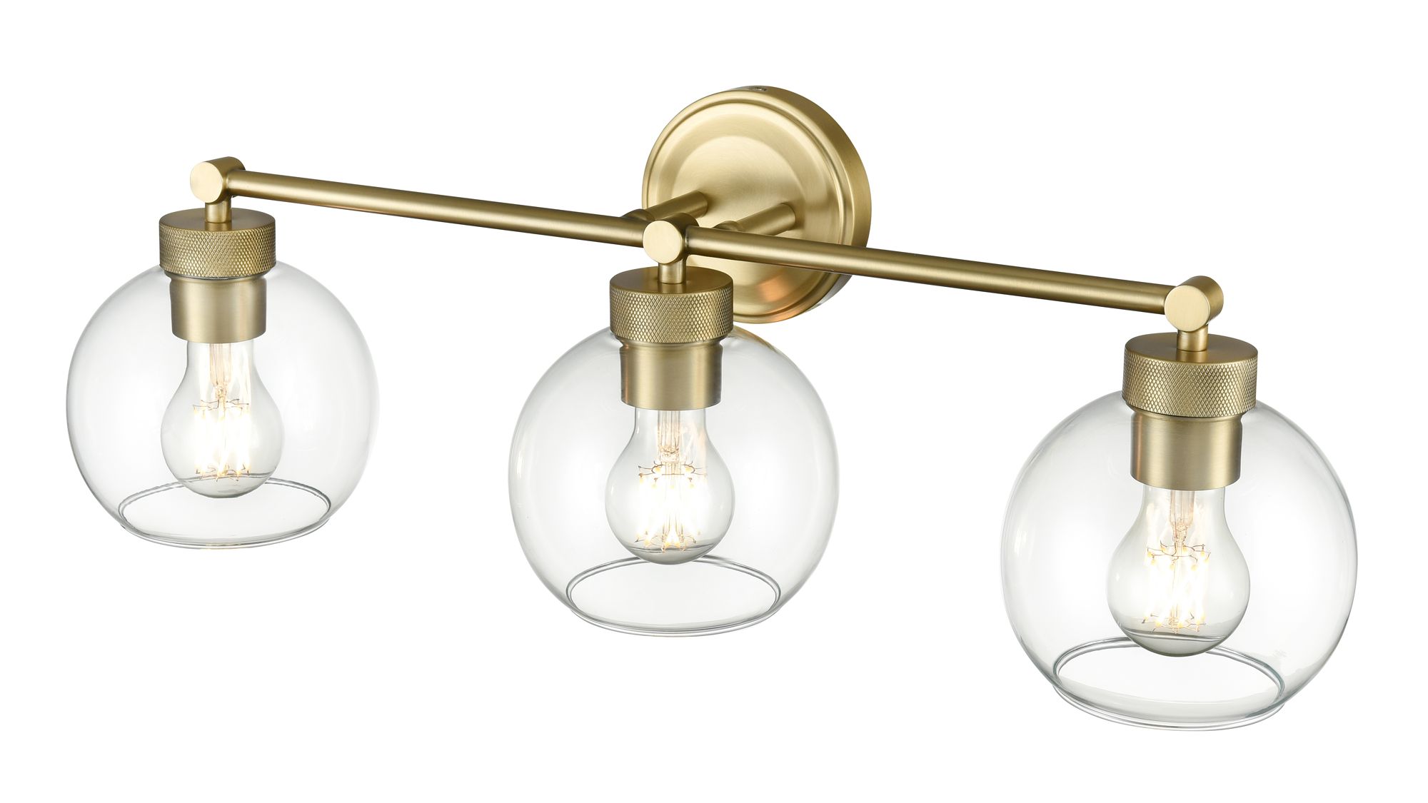 Thumbnail4 of Millennium Jonatan 3-Light 25" Vintage Brass Vanity Light with Glass Shade more views