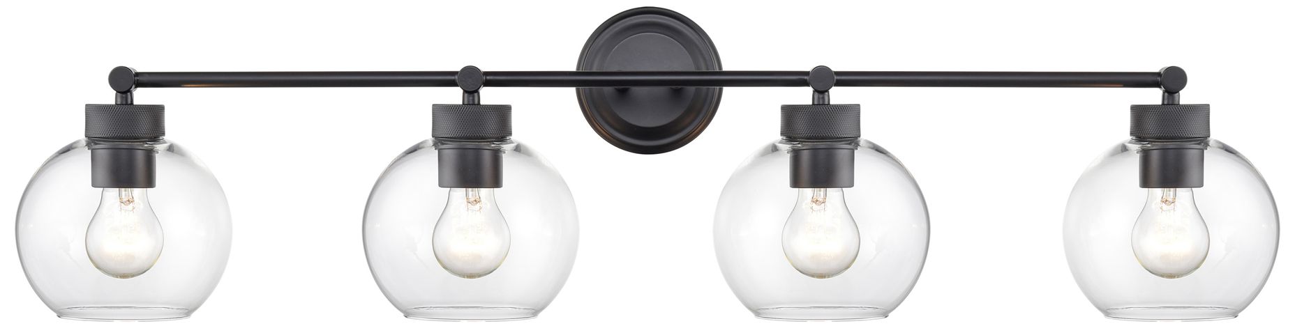 Thumbnail1 of Millennium Jonatan 4-Light 35" Matte Black Vanity Light with Glass Shade