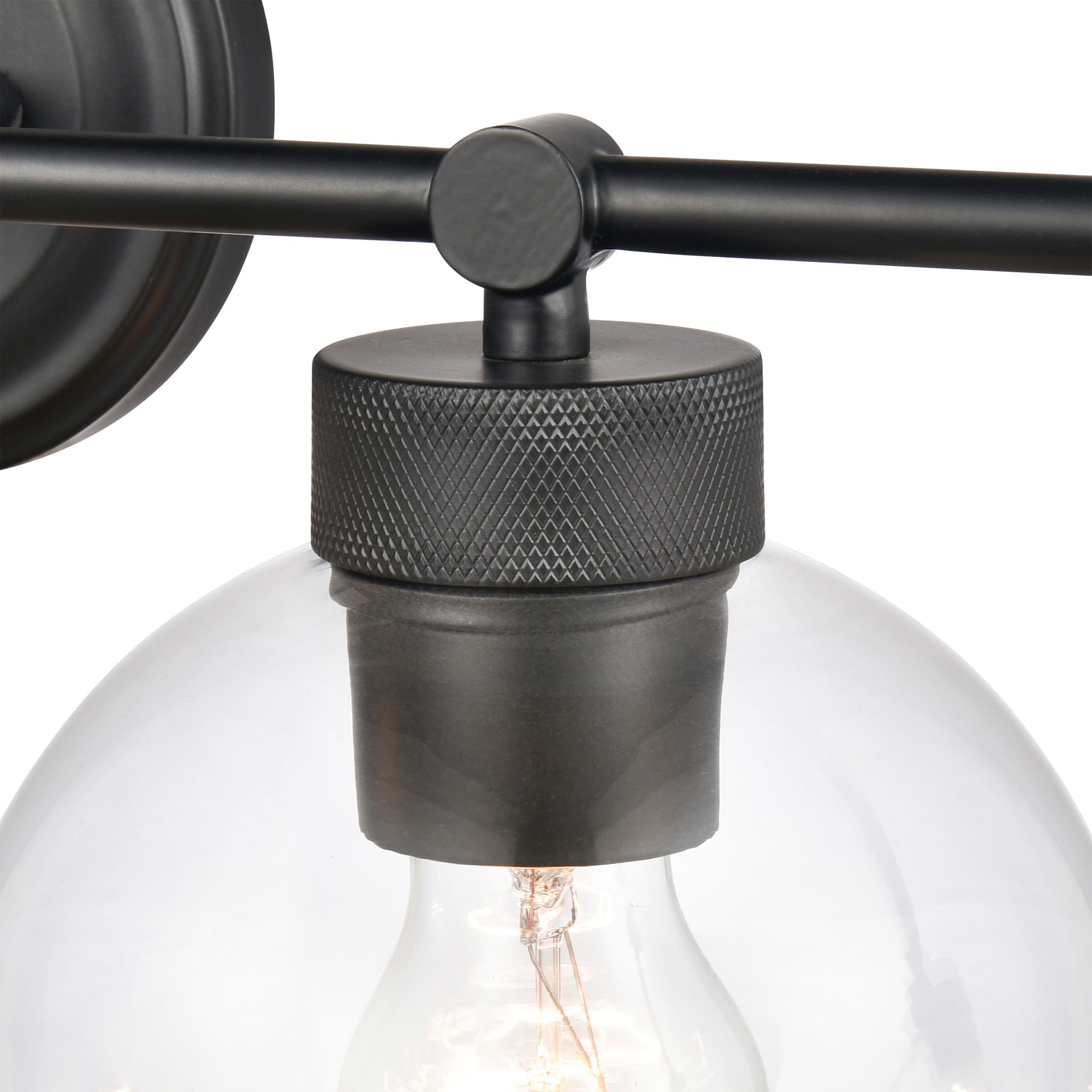 Thumbnail2 of Millennium Jonatan 4-Light 35" Matte Black Vanity Light with Glass Shade more views