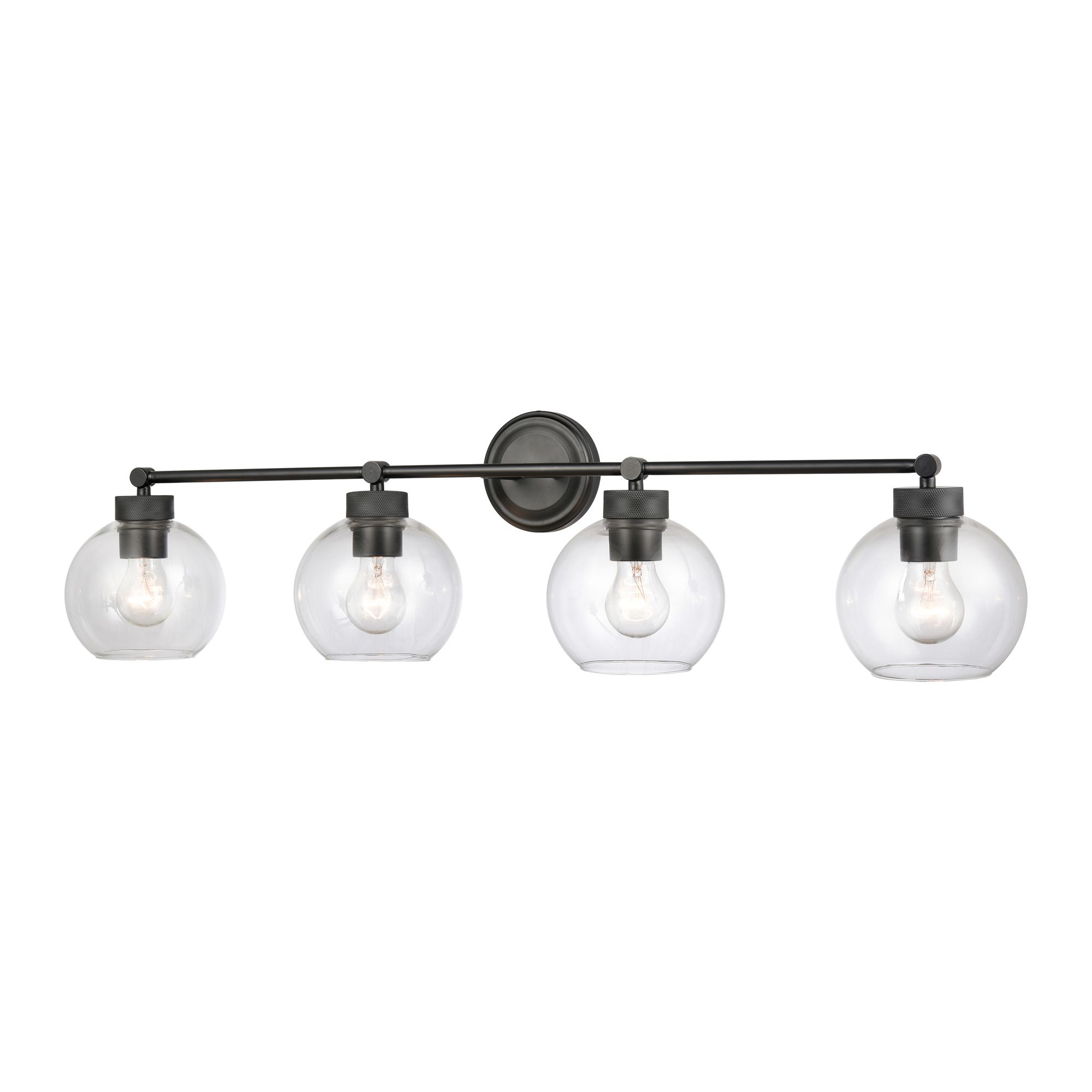 Thumbnail3 of Millennium Jonatan 4-Light 35" Matte Black Vanity Light with Glass Shade more views