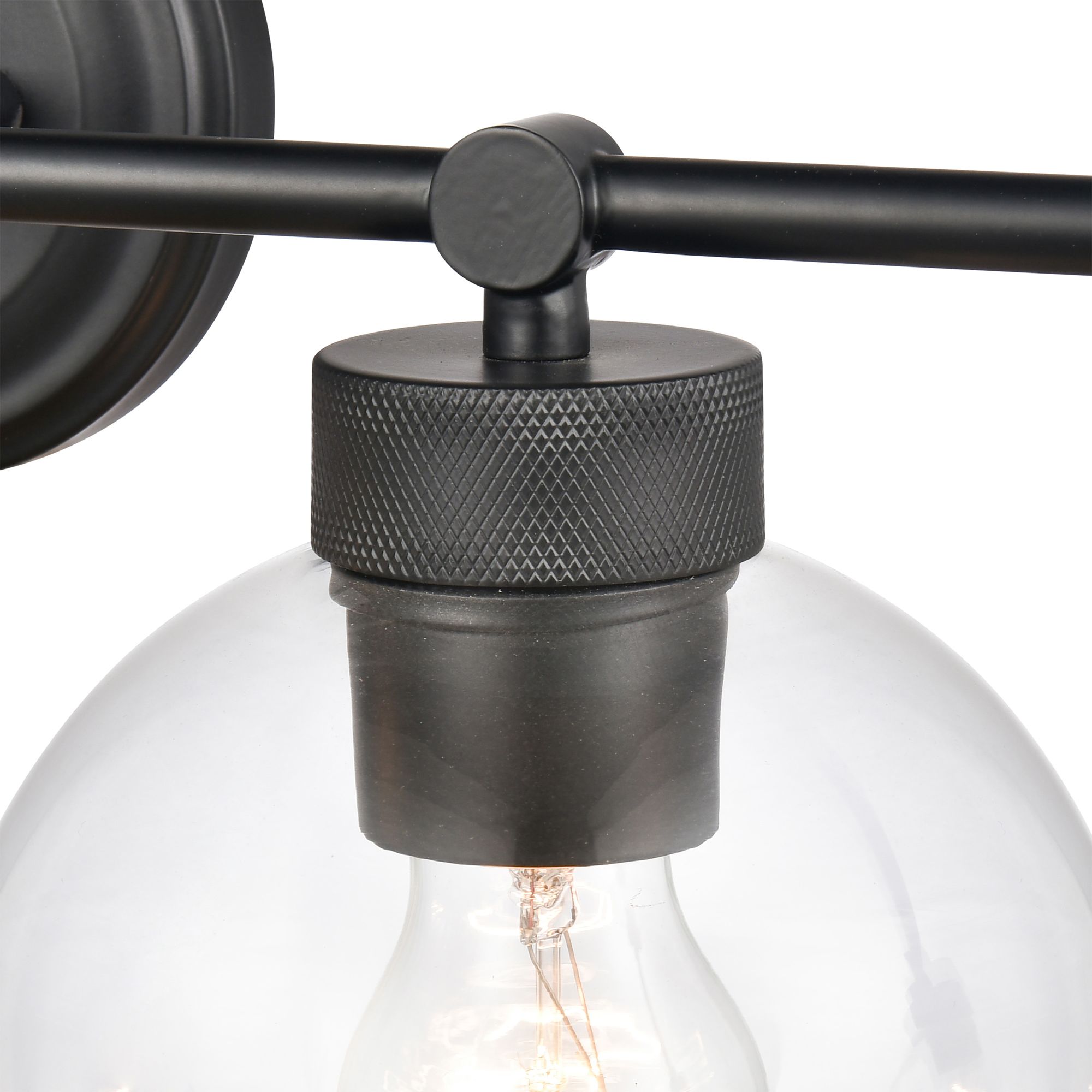 Thumbnail4 of Millennium Jonatan 4-Light 35" Matte Black Vanity Light with Glass Shade more views