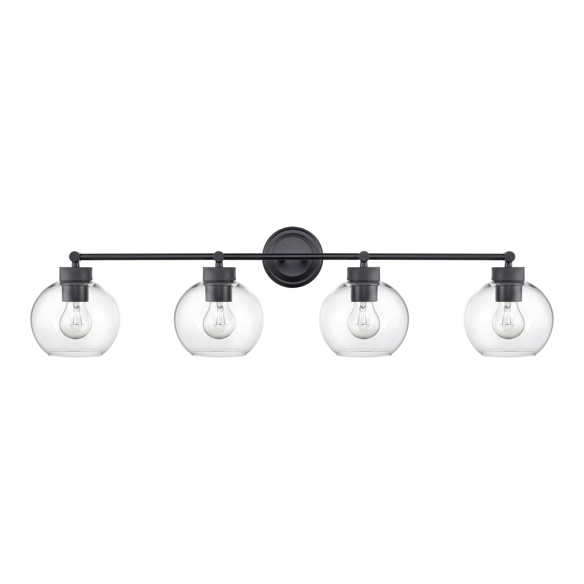 Millennium Jonatan 4-Light 35" Matte Black Vanity Light with Glass Shade