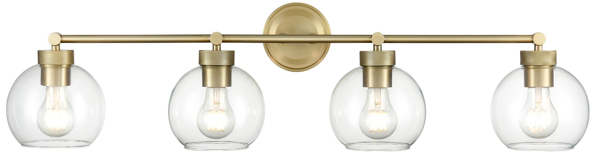Millennium Jonatan 4-Light 35" Vintage Brass Vanity Light with Glass Shade