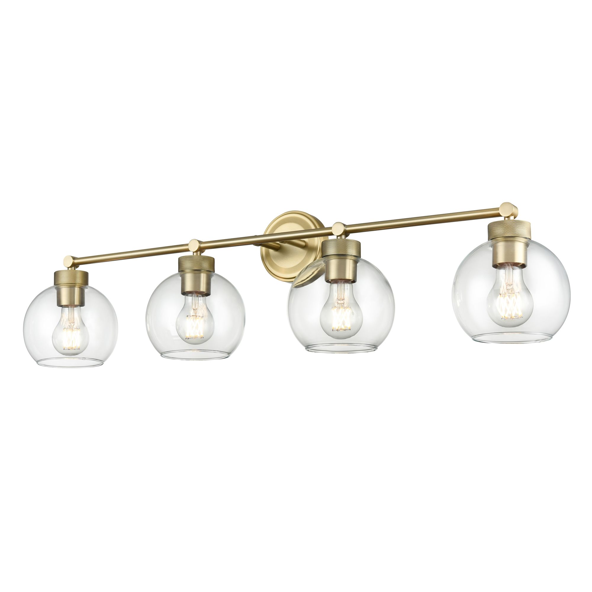 Image 2 Millennium Jonatan 4-Light 35" Vintage Brass Vanity Light with Glass Shade more views