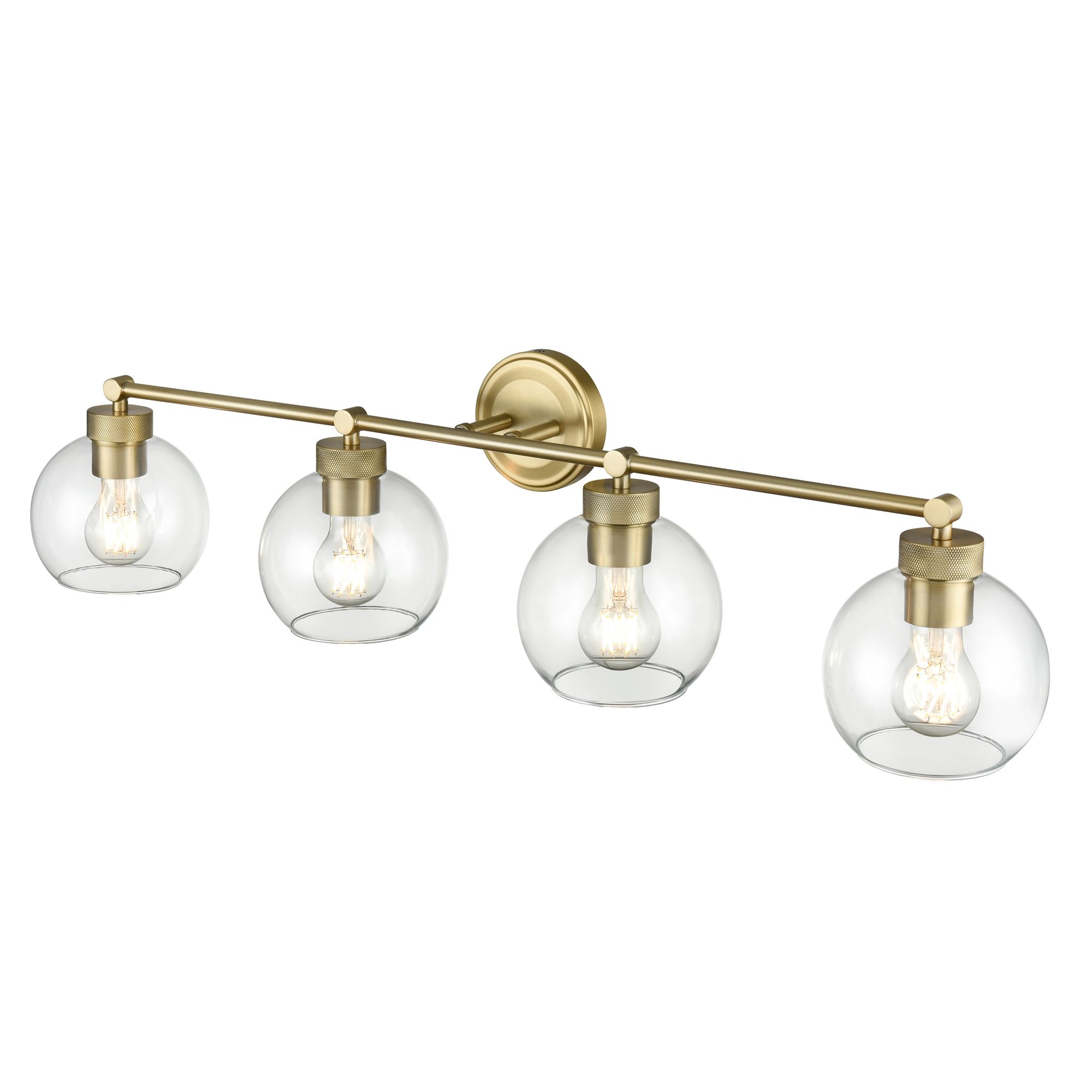 Image 3 Millennium Jonatan 4-Light 35" Vintage Brass Vanity Light with Glass Shade more views