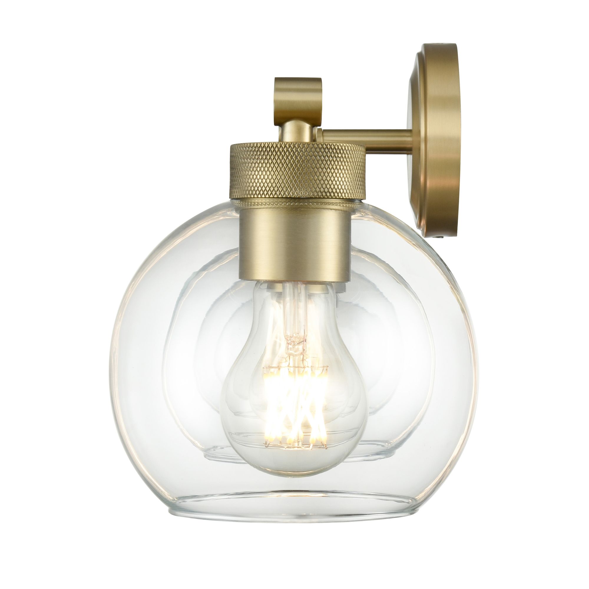 Image 4 Millennium Jonatan 4-Light 35" Vintage Brass Vanity Light with Glass Shade more views