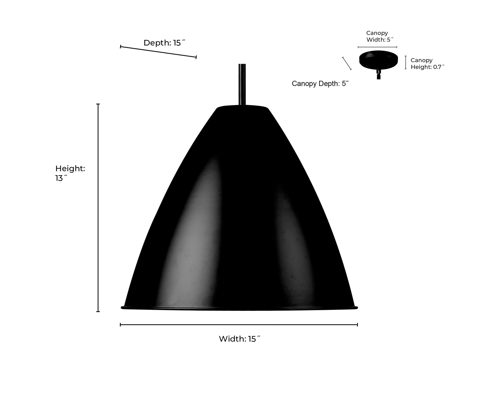 Image 7 Millennium Kayman 1-Light 15" Matte Black Pendant with Steel Shade more views