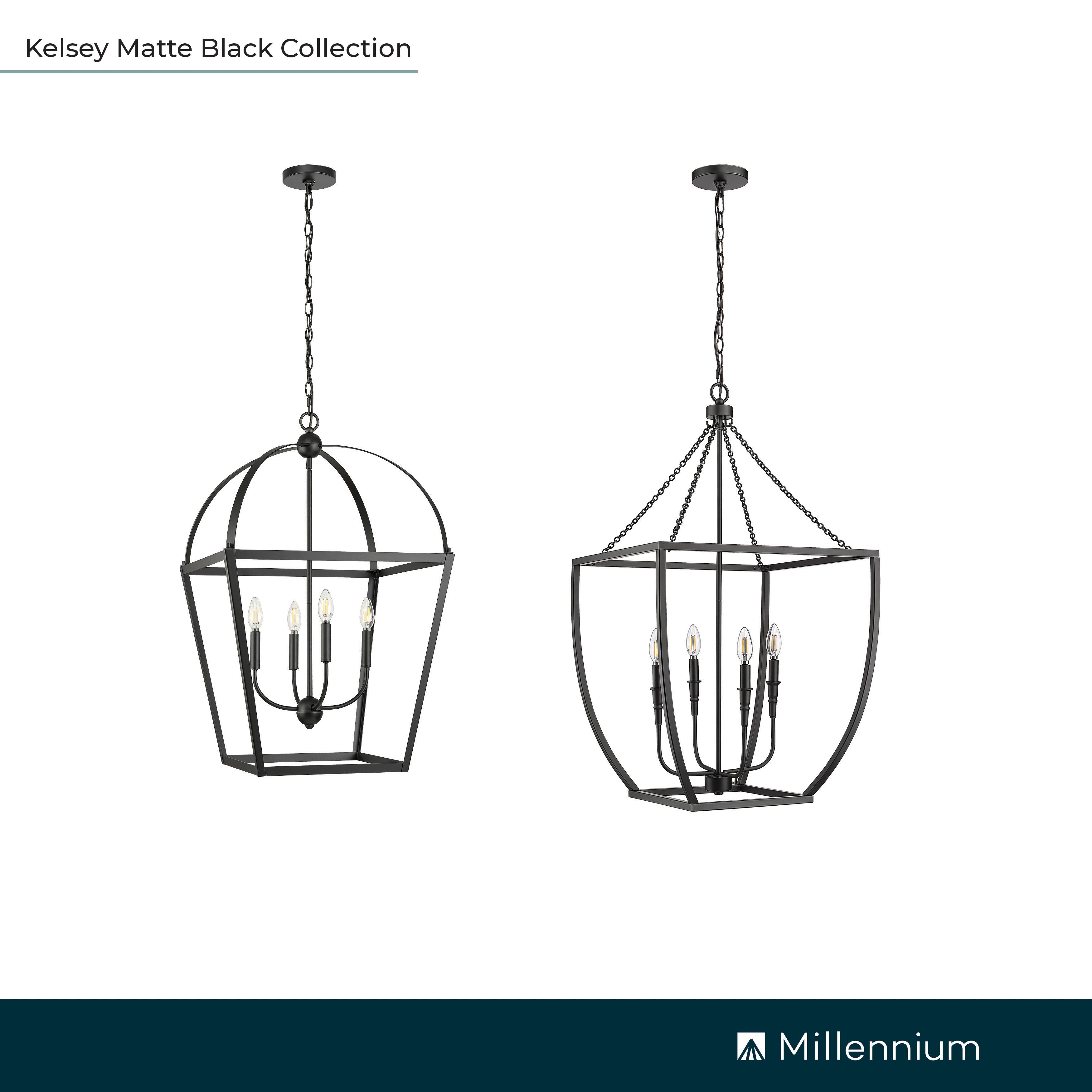 Millennium Kelsey 4-Light 20" Matte Black Pendant