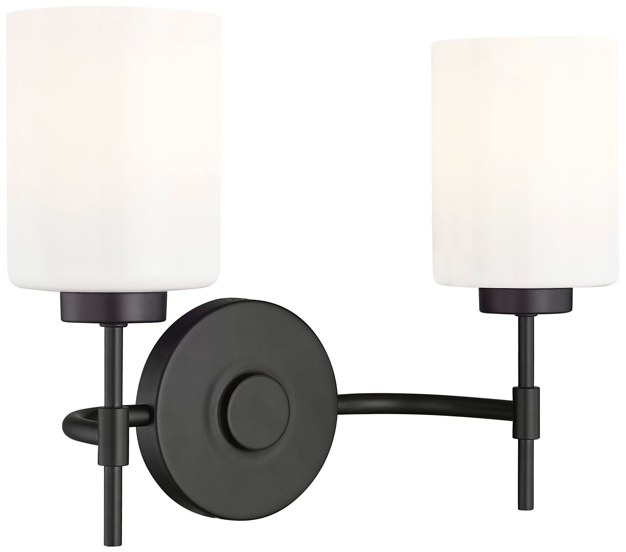 Thumbnail1 of Millennium Keylee 2-Light 15.5" Matte Black Vanity Light with Glass Shade