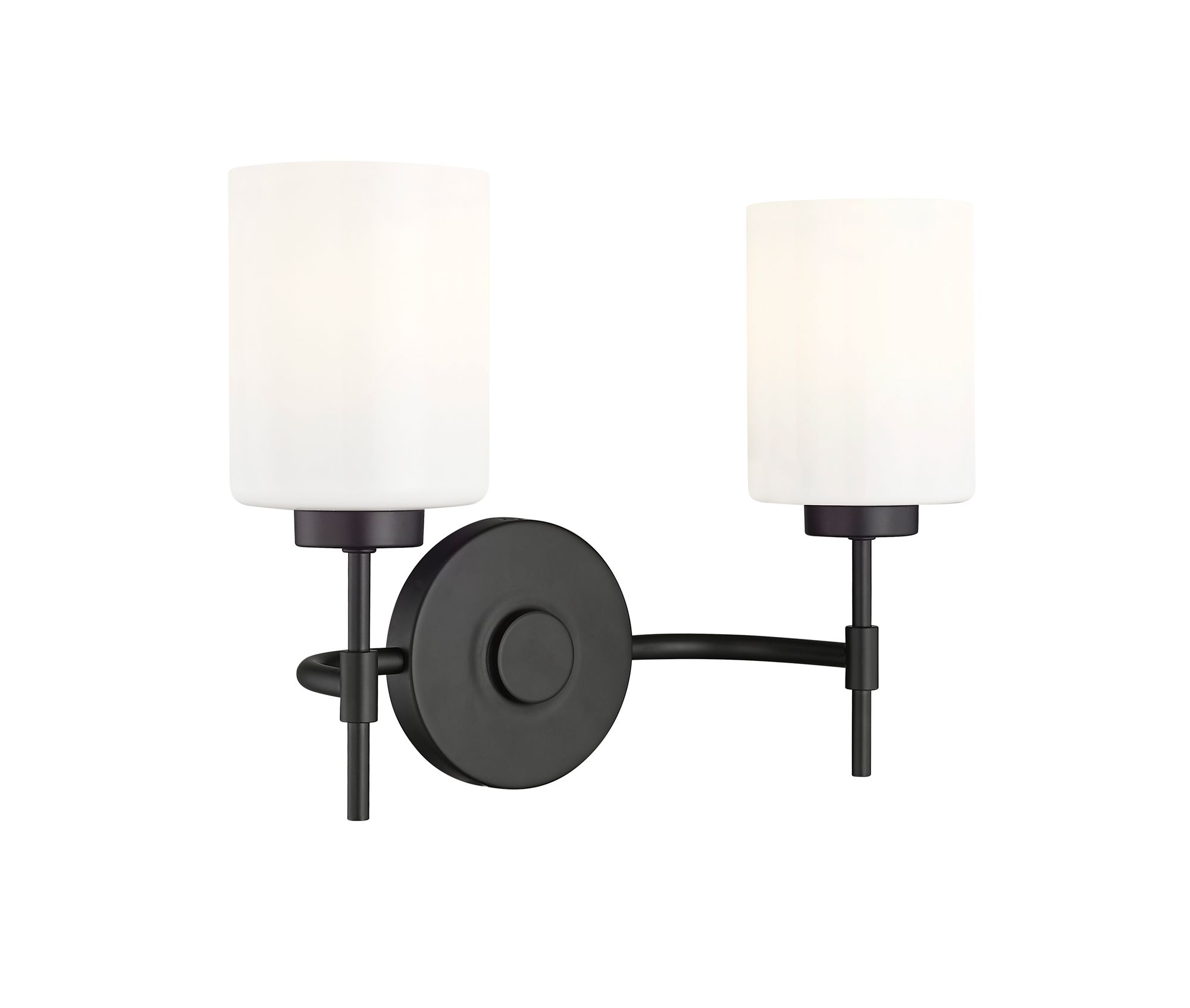 Thumbnail2 of Millennium Keylee 2-Light 15.5" Matte Black Vanity Light with Glass Shade more views