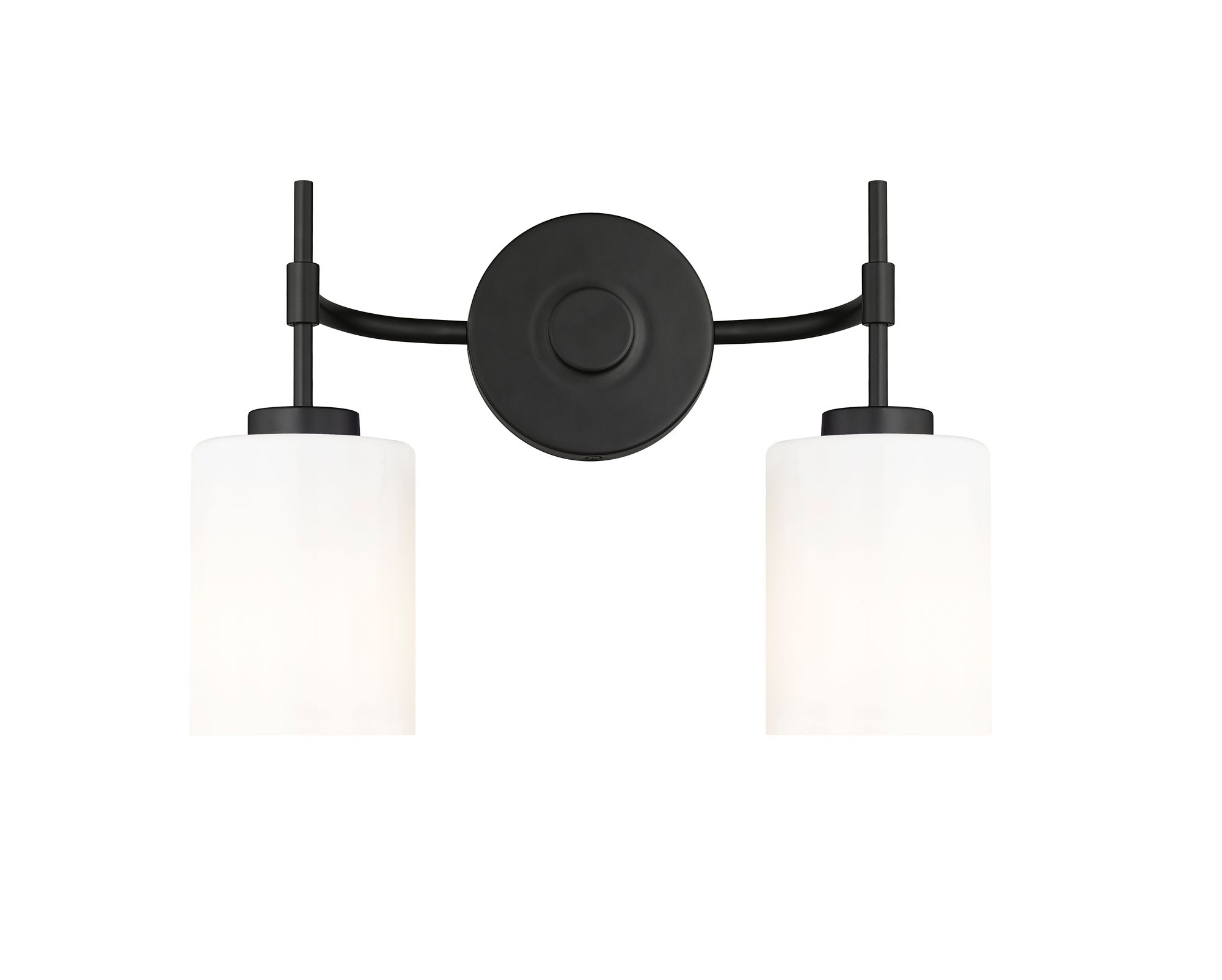 Thumbnail3 of Millennium Keylee 2-Light 15.5" Matte Black Vanity Light with Glass Shade more views