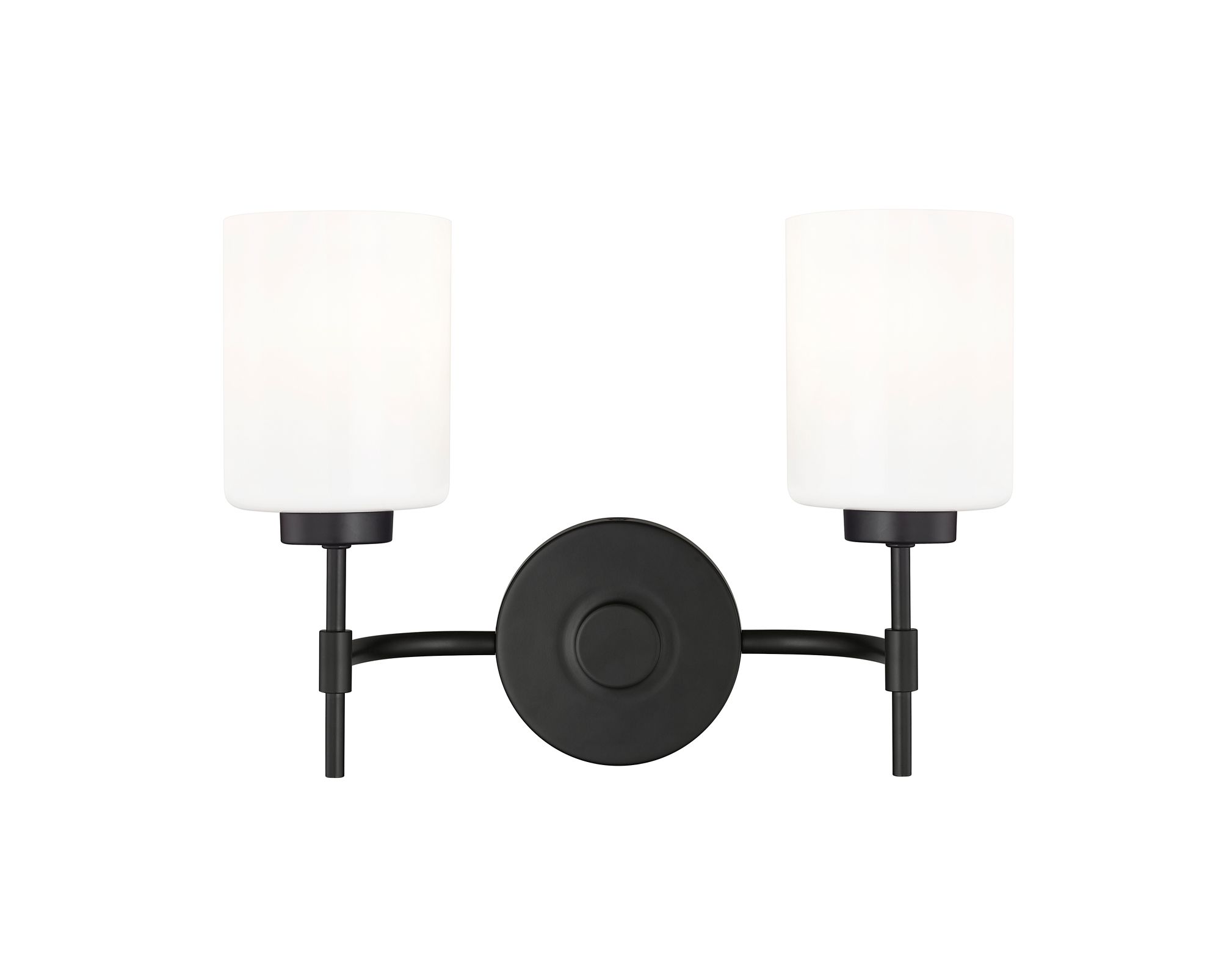 Millennium Keylee 2-Light 15.5" Matte Black Vanity Light with Glass Shade