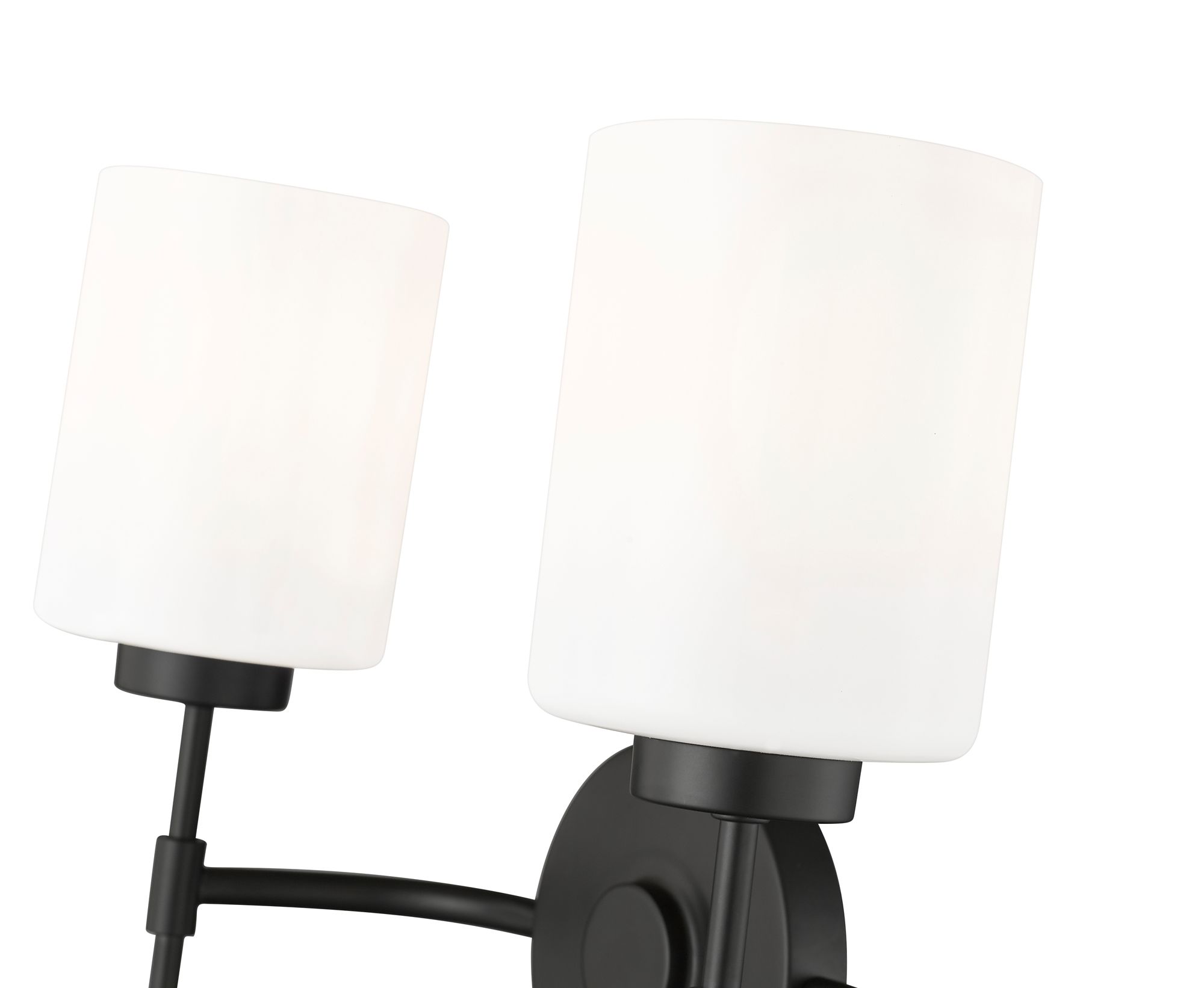 Millennium Keylee 2-Light 15.5" Matte Black Vanity Light with Glass Shade