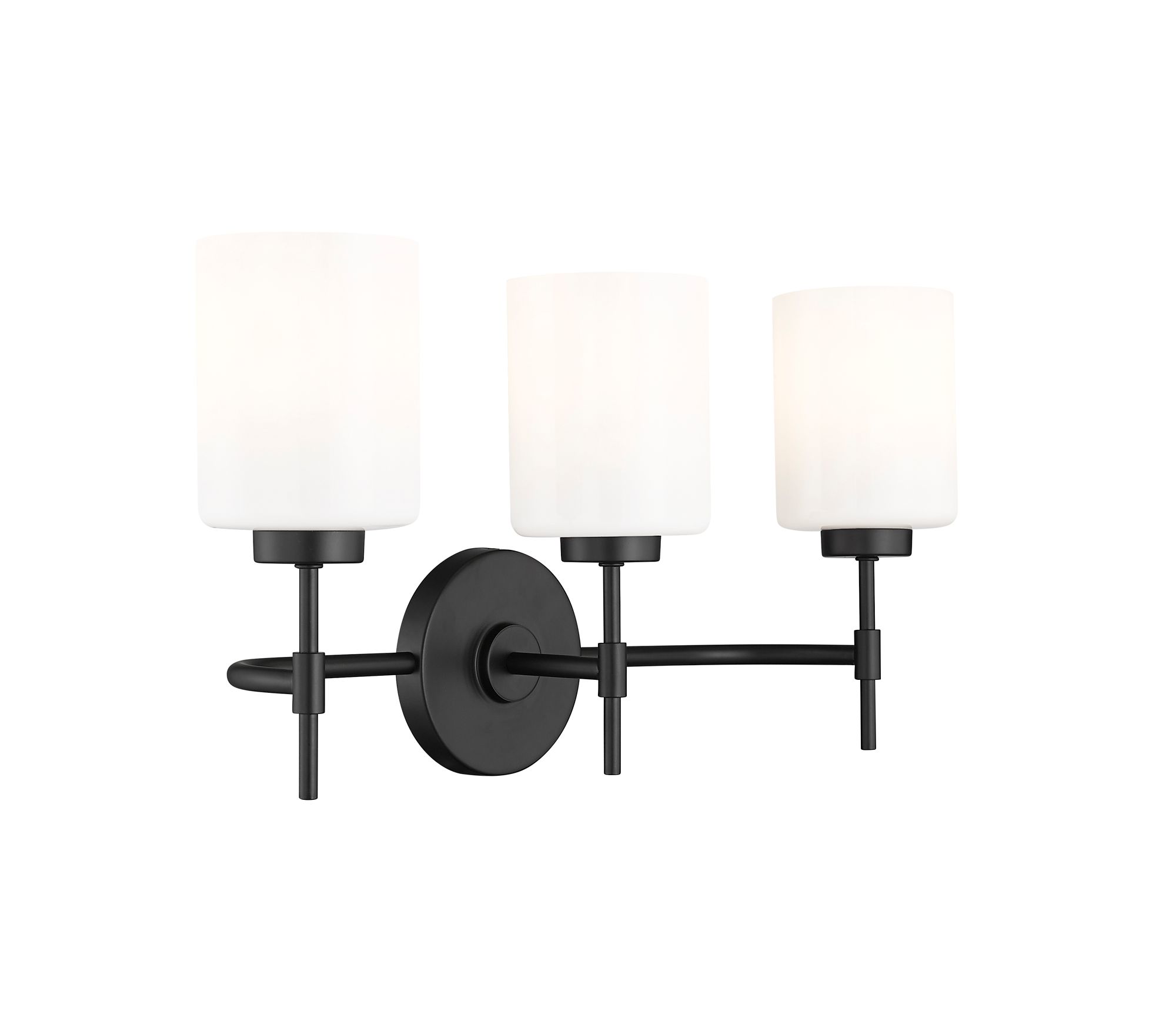 Image 2 Millennium Keylee 3-Light 22" Matte Black Vanity Light with Glass Shade more views
