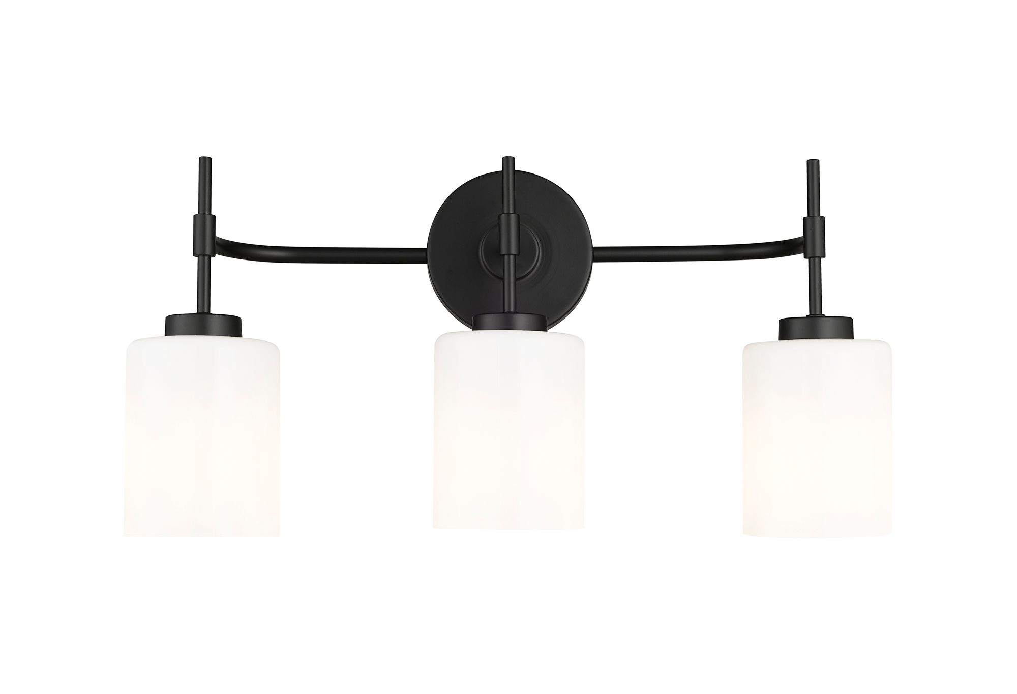 Image 3 Millennium Keylee 3-Light 22" Matte Black Vanity Light with Glass Shade more views
