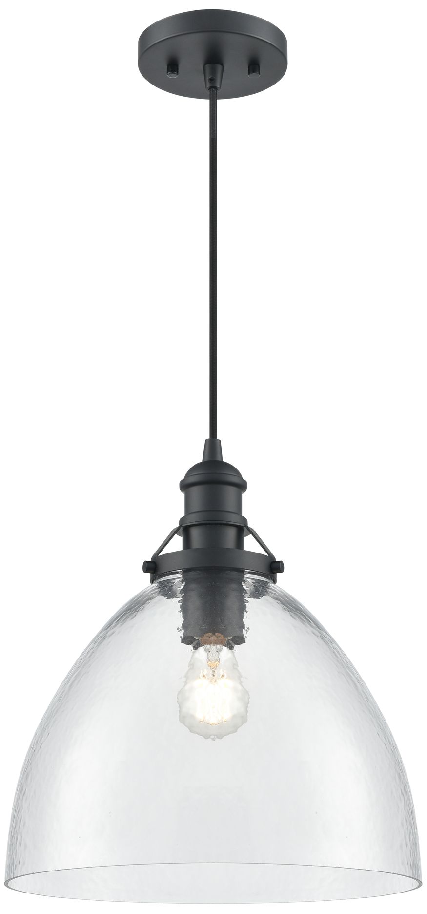 Millennium Khrisa 1-Light 12.75" Matte Black Pendant with Glass Shade