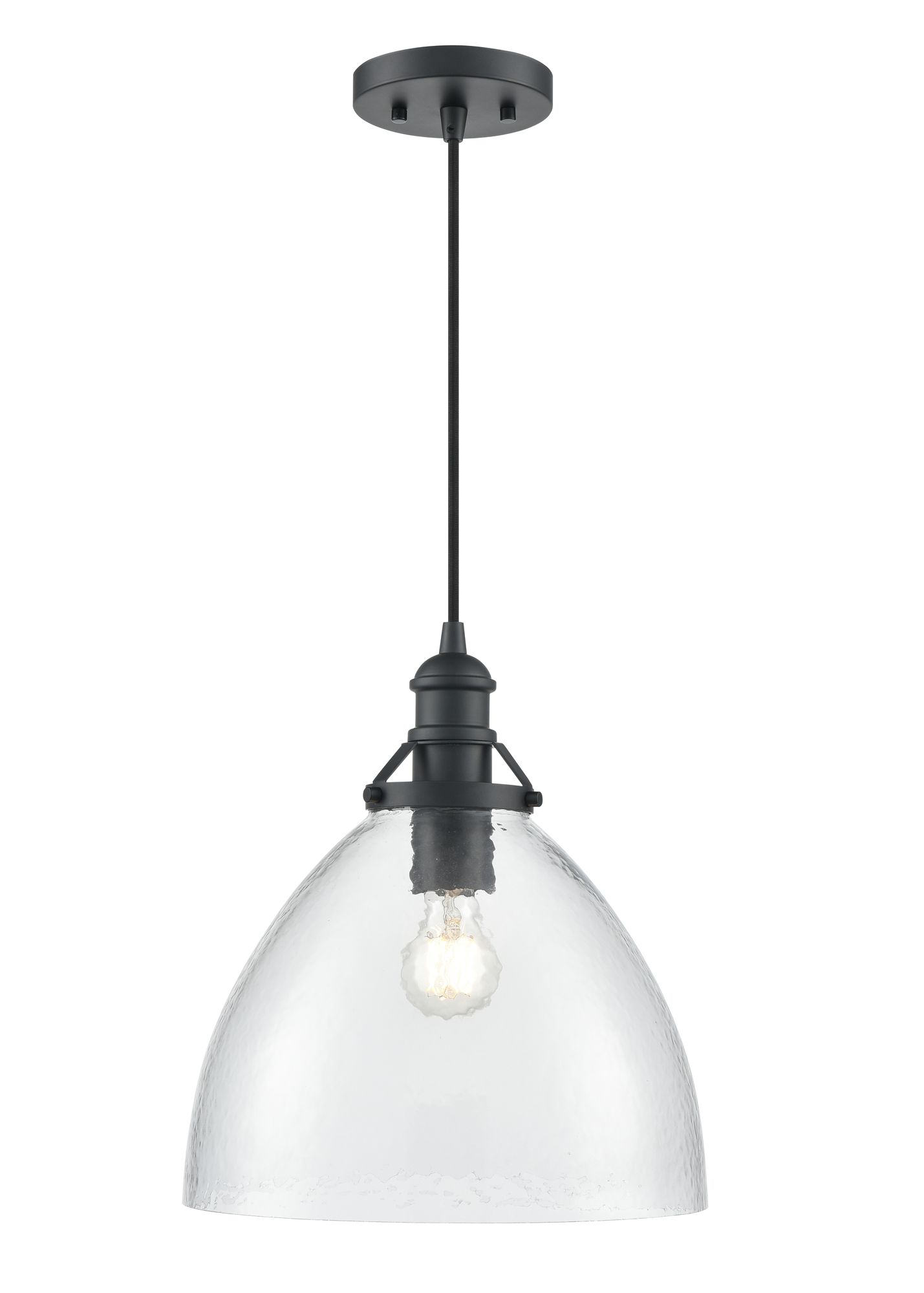 Image 2 Millennium Khrisa 1-Light 12.75" Matte Black Pendant with Glass Shade more views