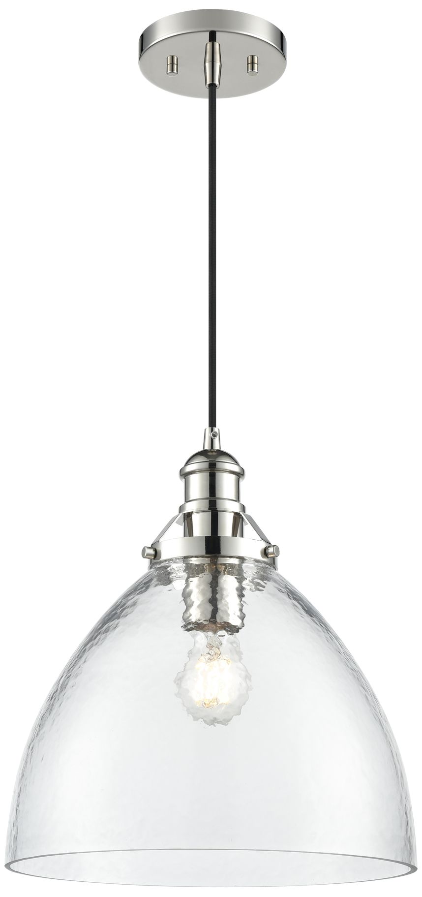Millennium Khrisa 1-Light 12.75" Polished Nickel Pendant with Glass Sh