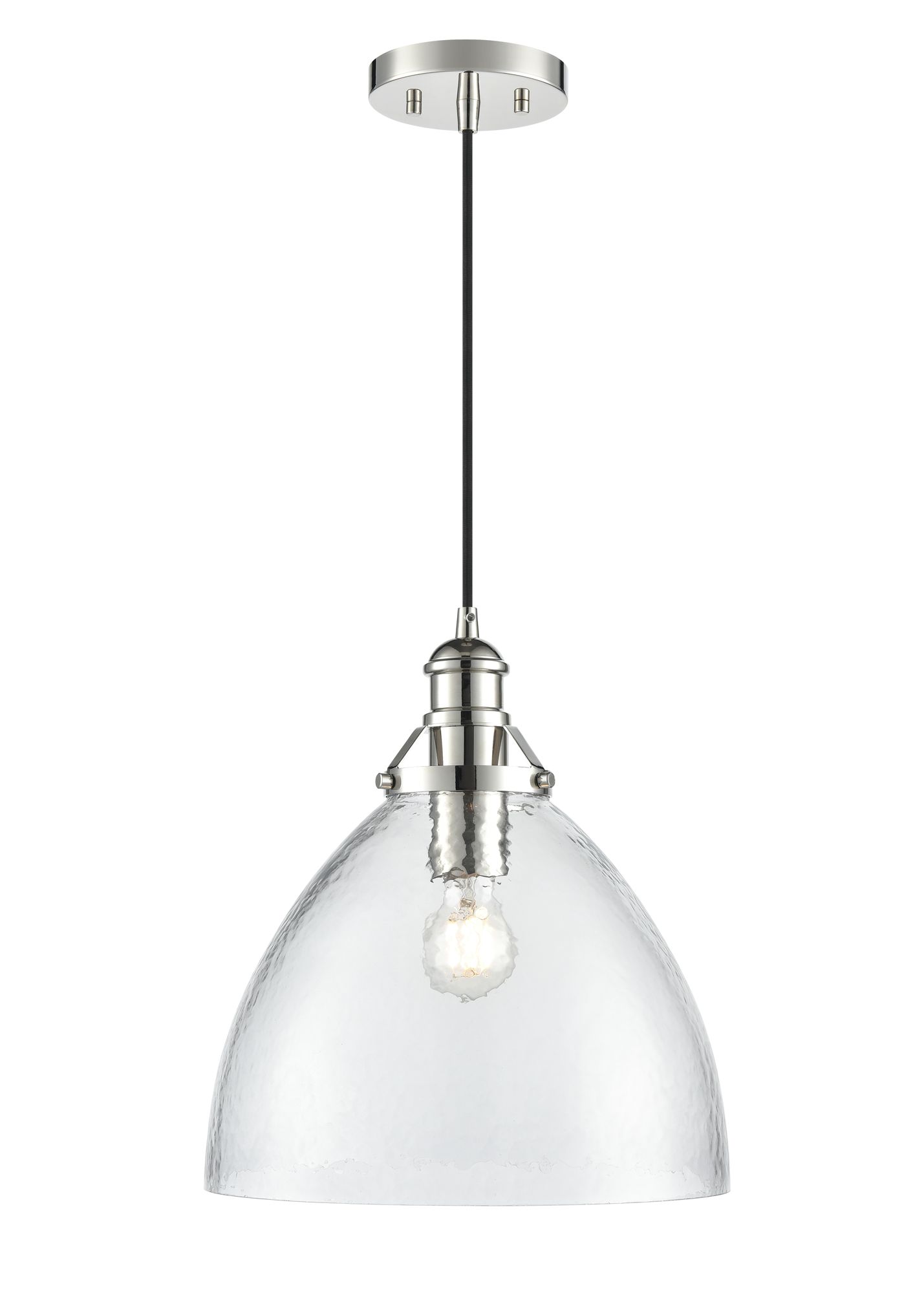 Image 2 Millennium Khrisa 1-Light 12.75" Polished Nickel Pendant with Glass Sh more views