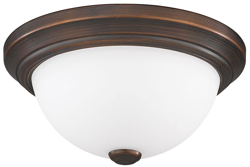 Millennium Kipson 2-Light 11" Rubbed Bronze Flush Mount with Glass Shade