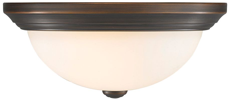 Millennium Kipson 2-Light 13" Rubbed Bronze Flush Mount with Glass Sha