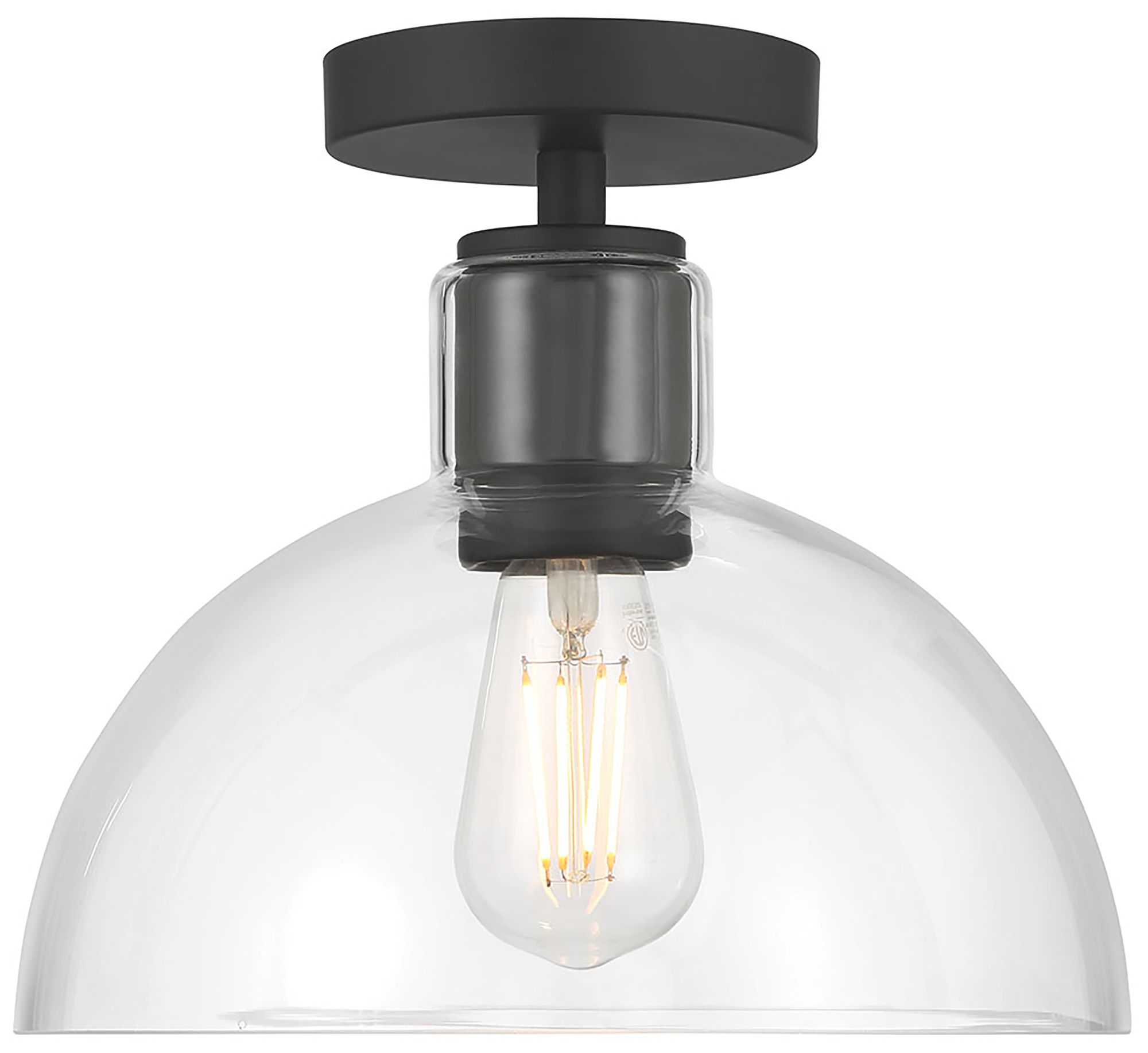 Image 2 Millennium Knightsdale 1-Light 10" Matte Black Semi-Flush with Glass Shade more views