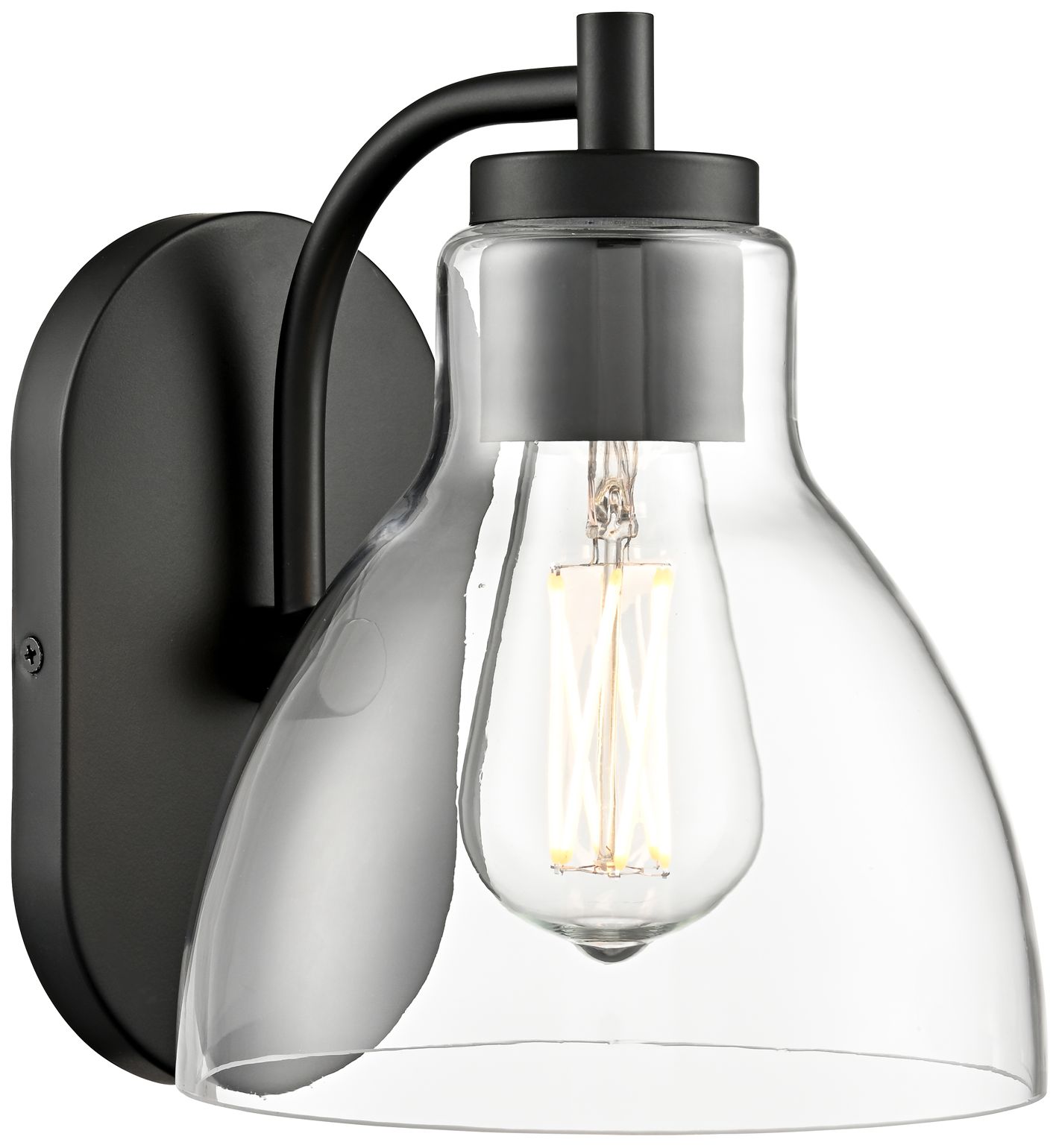 Thumbnail1 of Millennium Knightsdale 1-Light 7" Matte Black Wall Sconce with Glass Shade