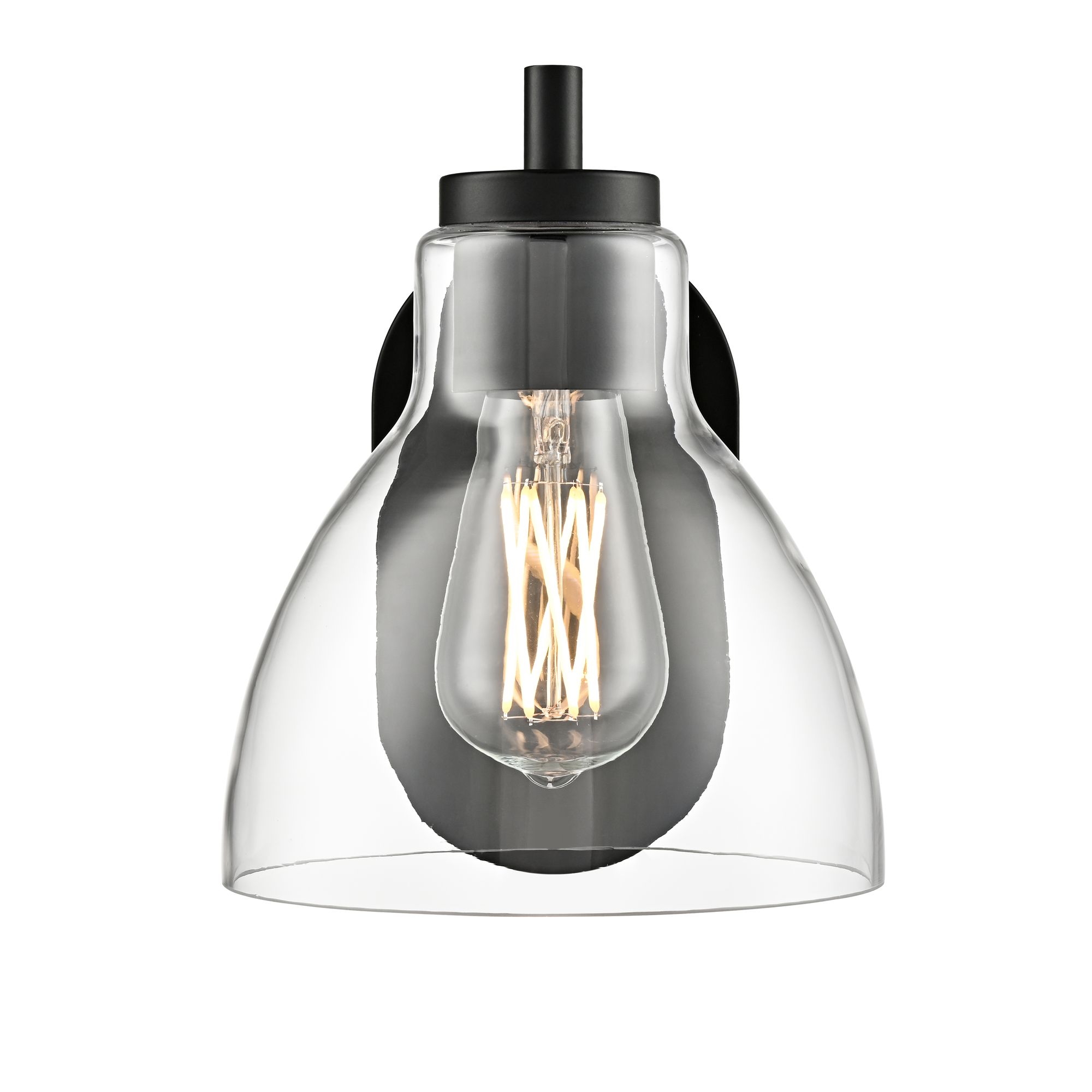 Thumbnail2 of Millennium Knightsdale 1-Light 7" Matte Black Wall Sconce with Glass Shade more views