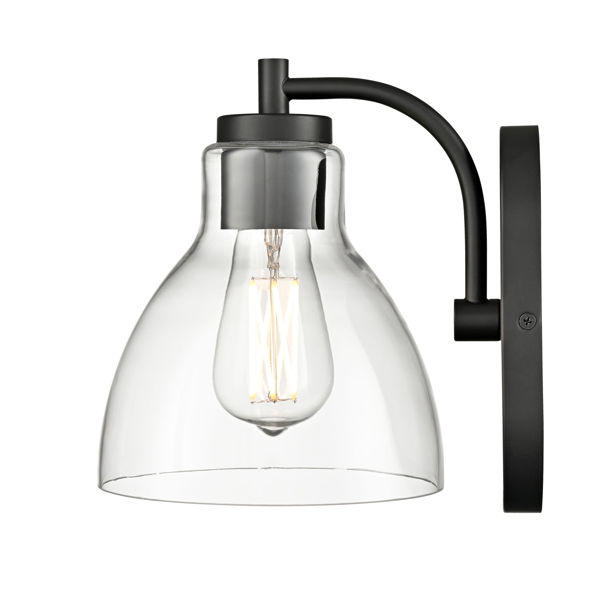 Thumbnail3 of Millennium Knightsdale 1-Light 7" Matte Black Wall Sconce with Glass Shade more views