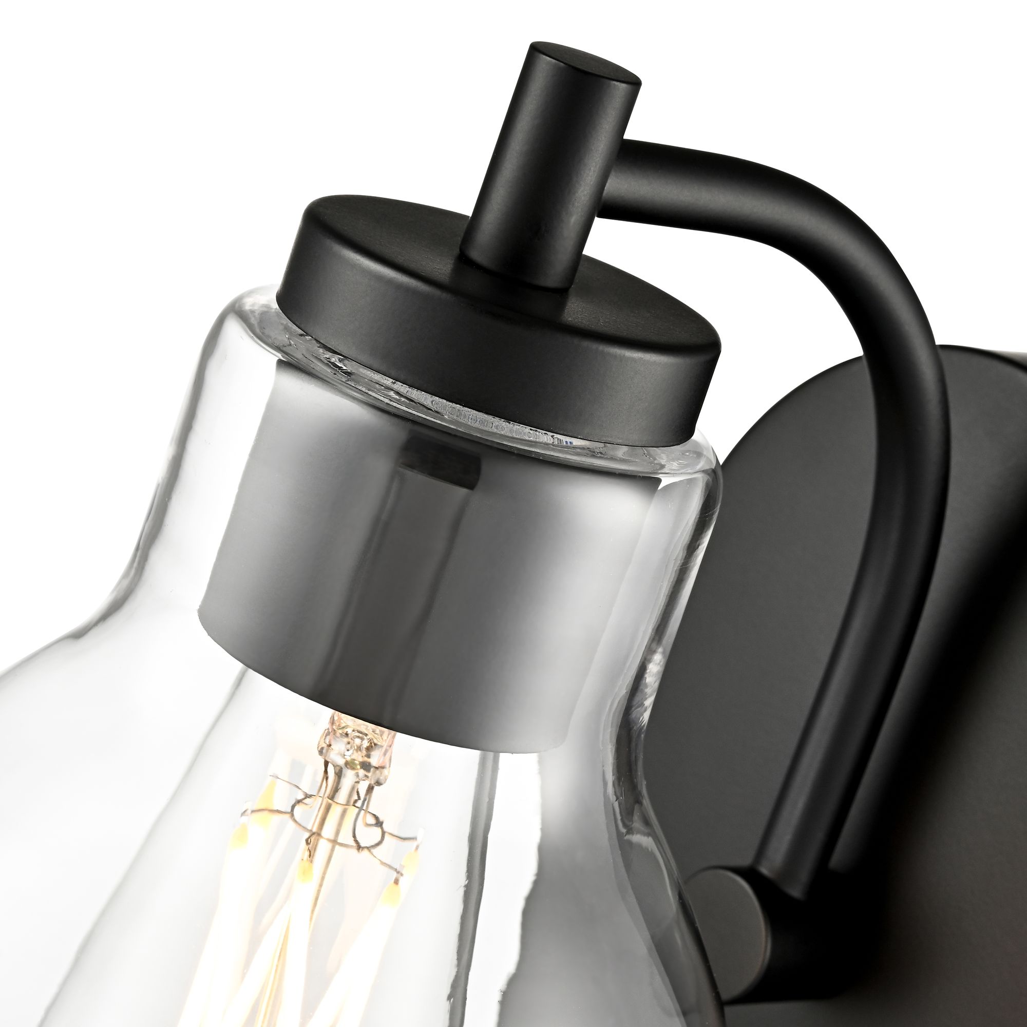 Thumbnail4 of Millennium Knightsdale 1-Light 7" Matte Black Wall Sconce with Glass Shade more views