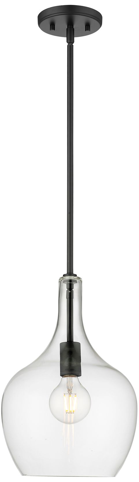 Millennium Lamara 1-Light 10" Matte Black Pendant with Glass Shade