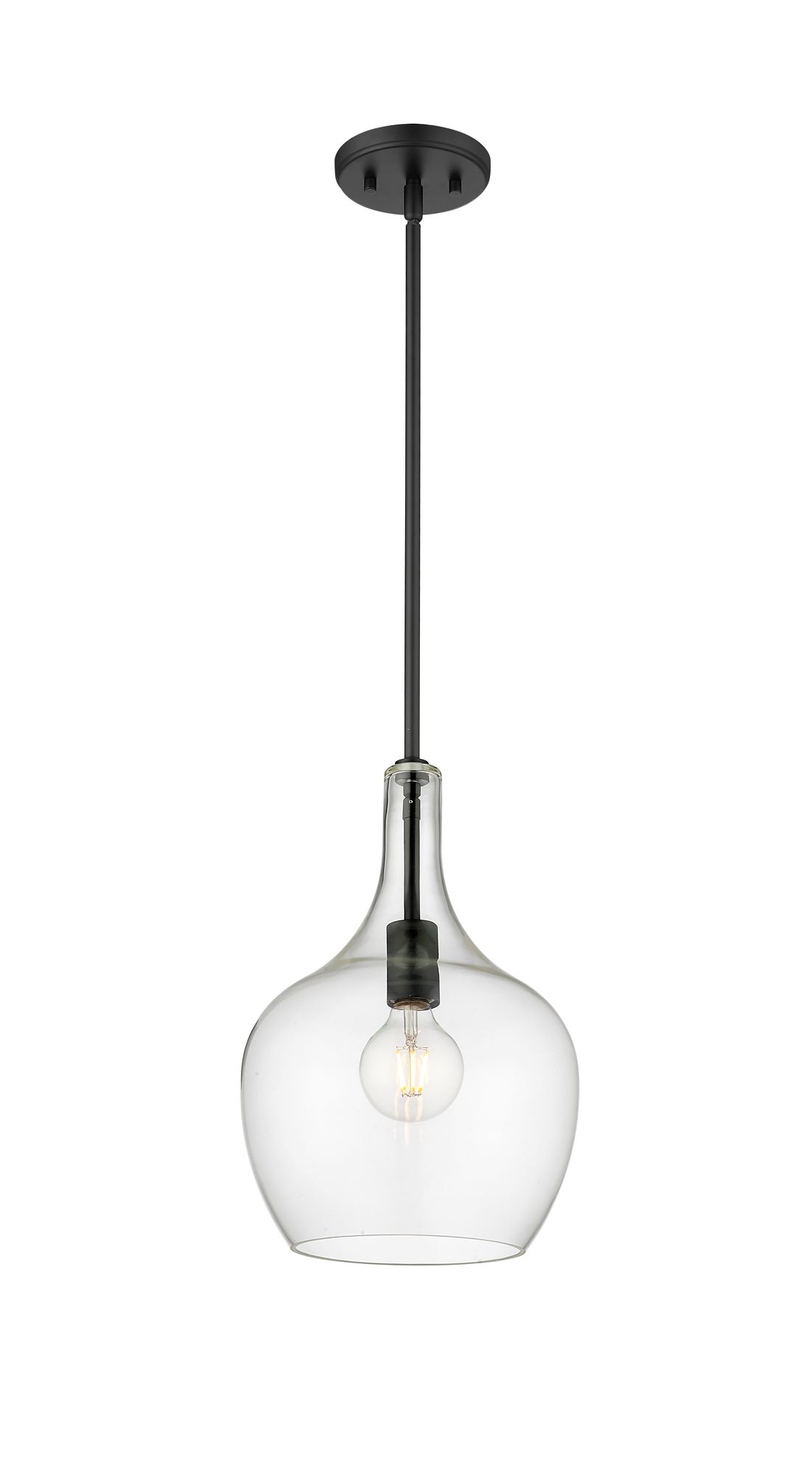 Image 3 Millennium Lamara 1-Light 10" Matte Black Pendant with Glass Shade more views