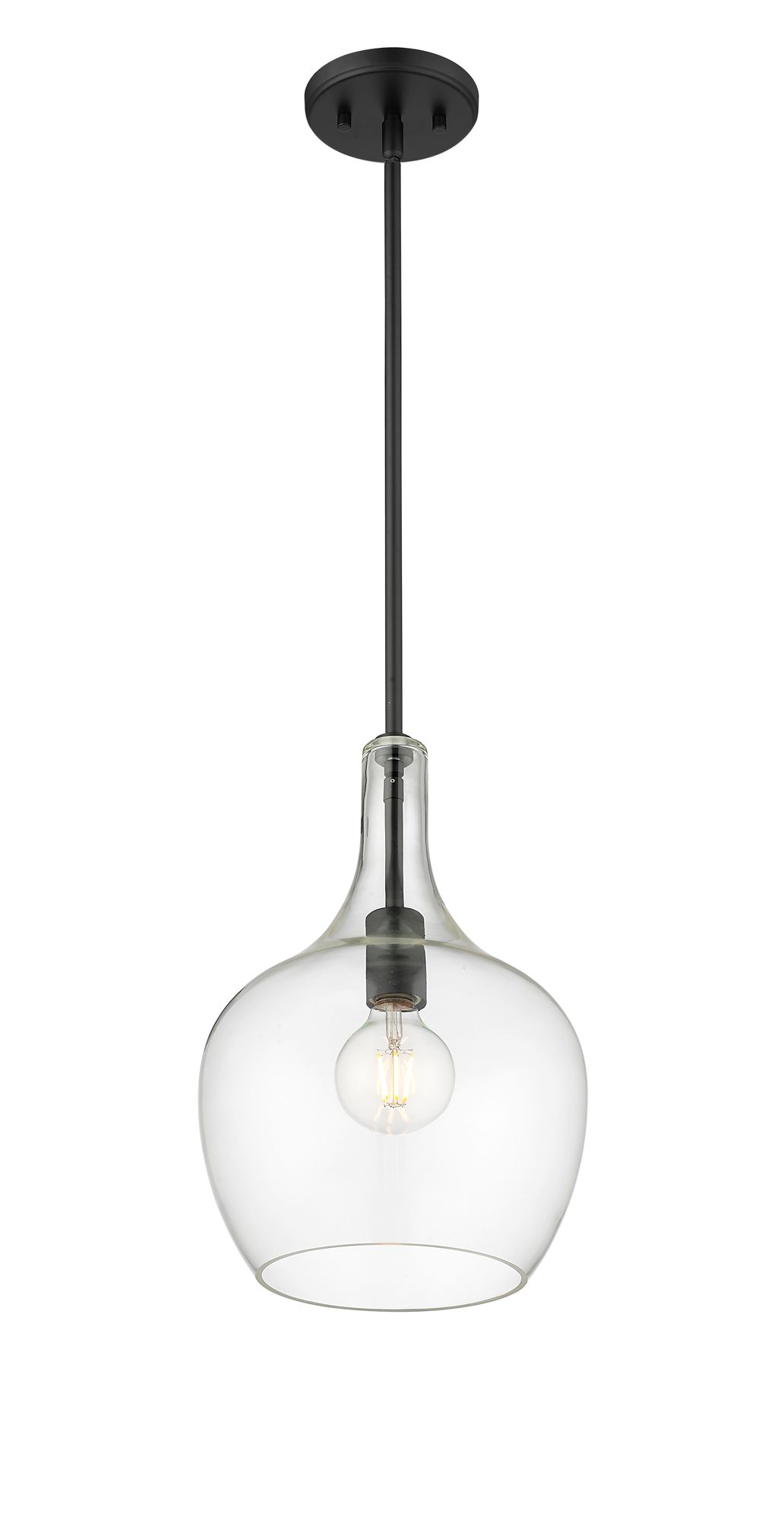 Image 4 Millennium Lamara 1-Light 10" Matte Black Pendant with Glass Shade more views