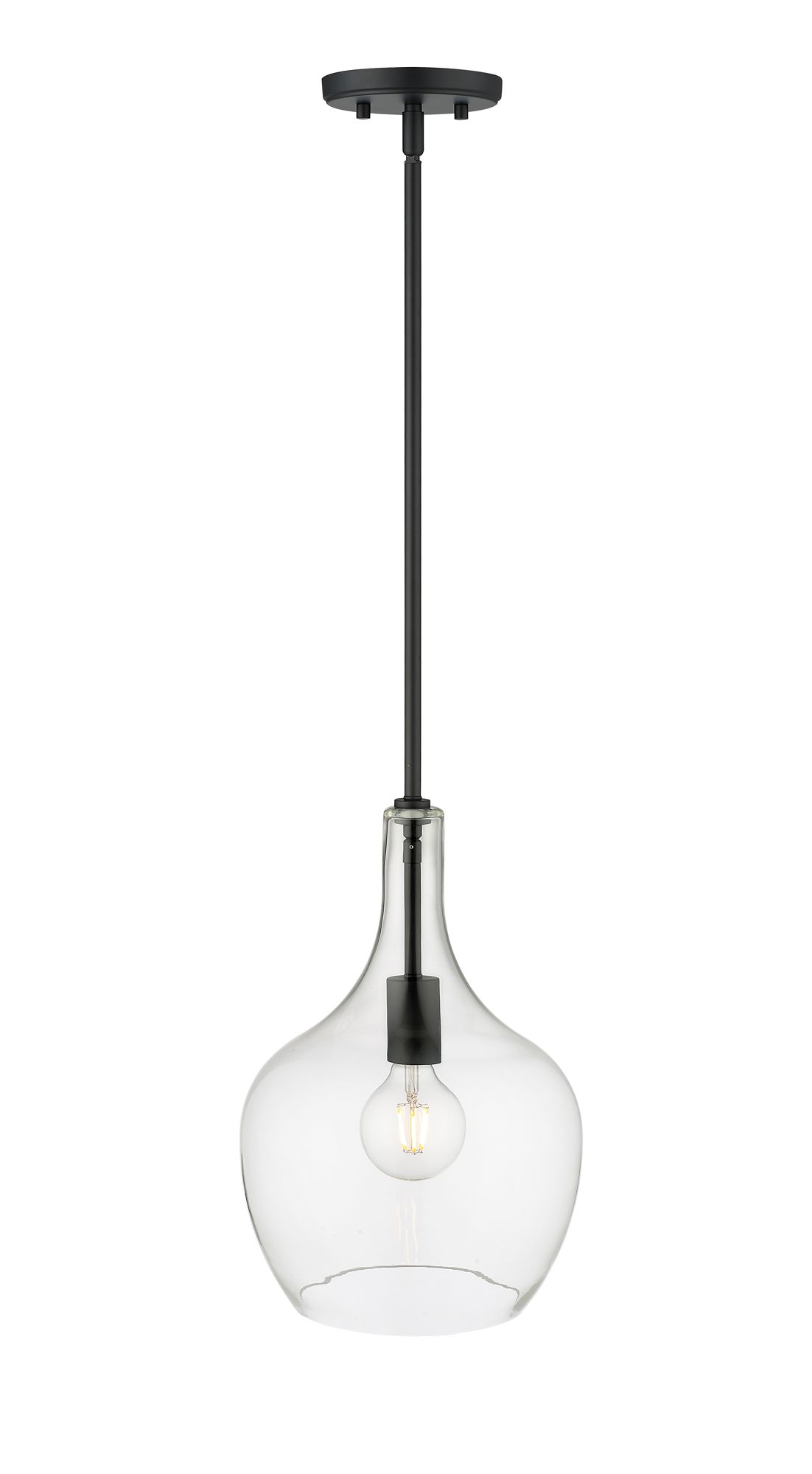 Image 5 Millennium Lamara 1-Light 10" Matte Black Pendant with Glass Shade more views