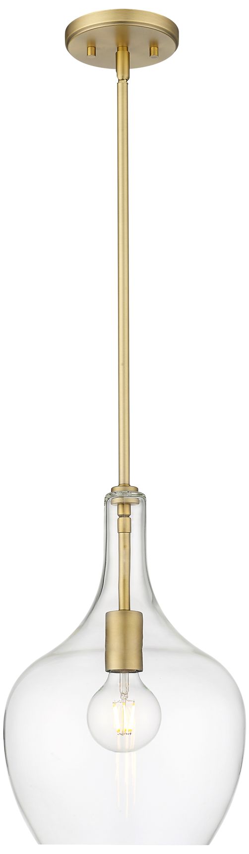 Thumbnail1 of Millennium Lamara 1-Light 10" Vintage Brass Pendant with Glass Shade