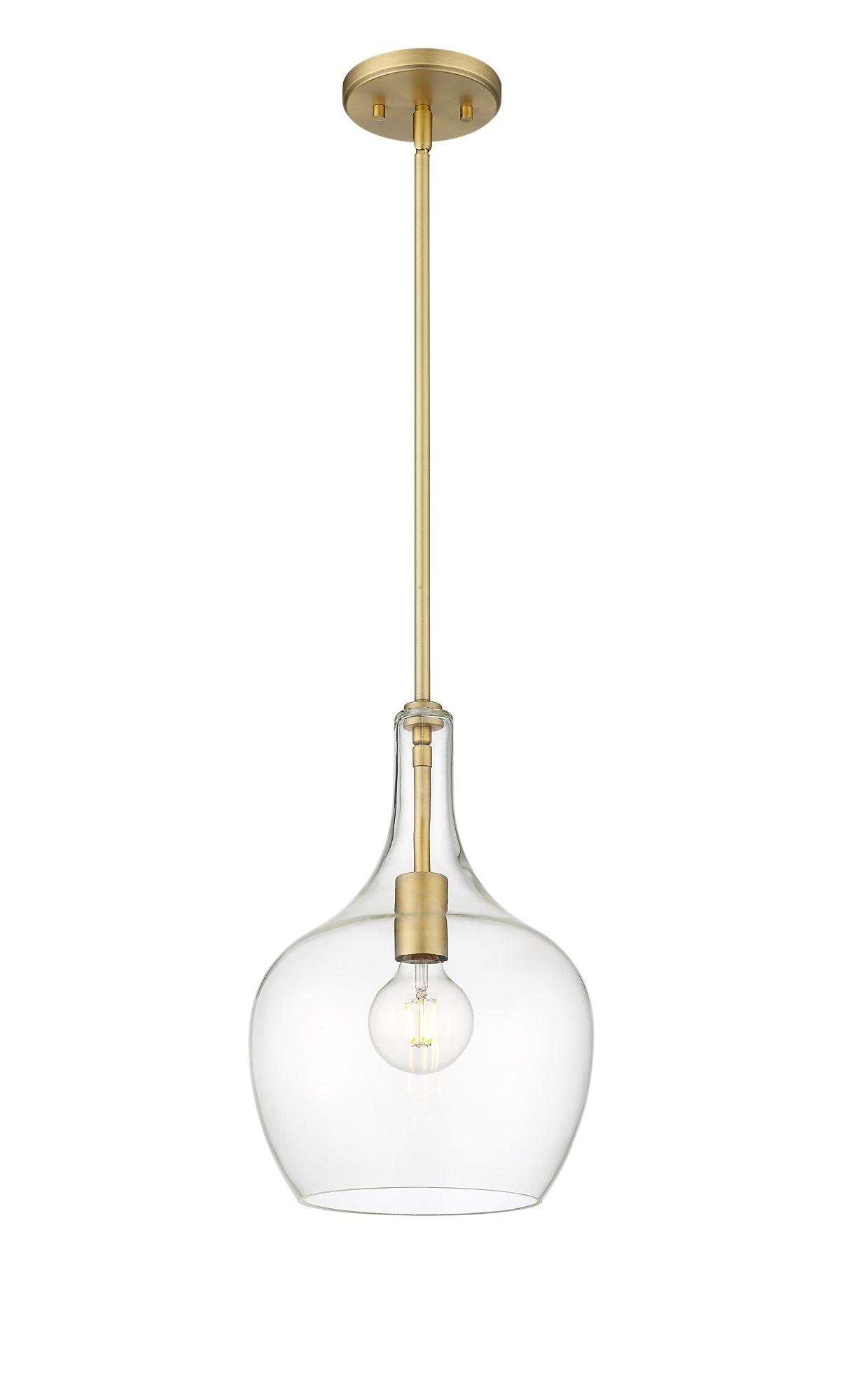 Thumbnail3 of Millennium Lamara 1-Light 10" Vintage Brass Pendant with Glass Shade more views