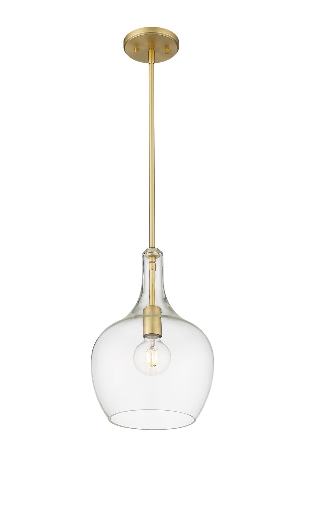 Thumbnail4 of Millennium Lamara 1-Light 10" Vintage Brass Pendant with Glass Shade more views