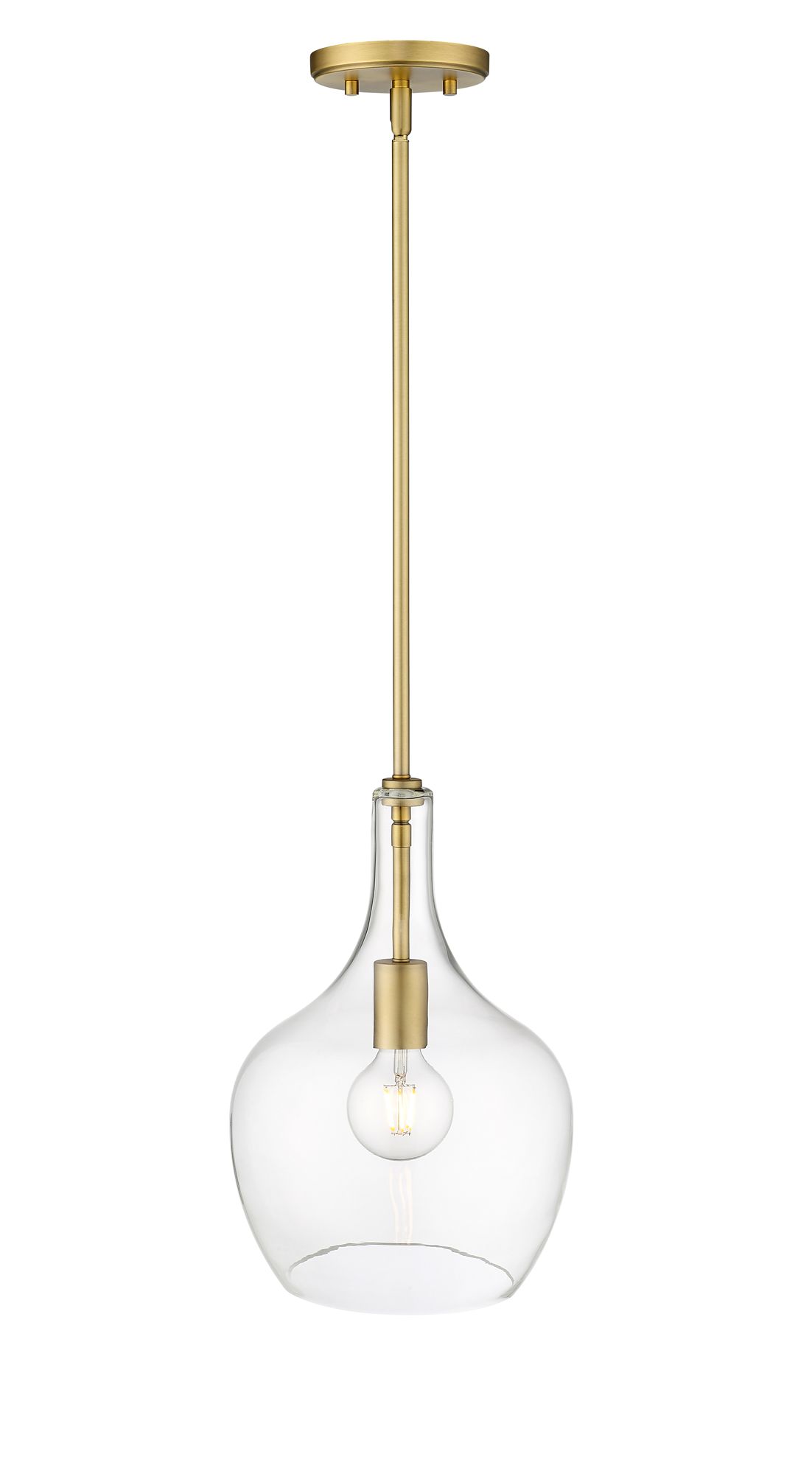 Millennium Lamara 1-Light 10" Vintage Brass Pendant with Glass Shade