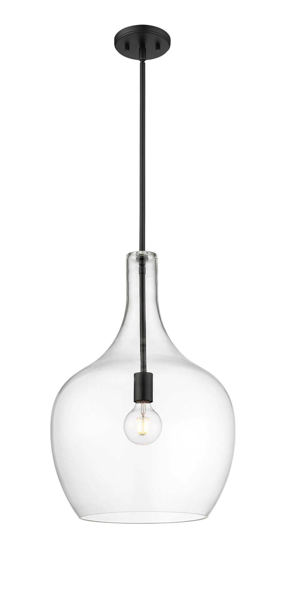 Image 2 Millennium Lamara 1-Light 15" Matte Black Pendant with Glass Shade more views