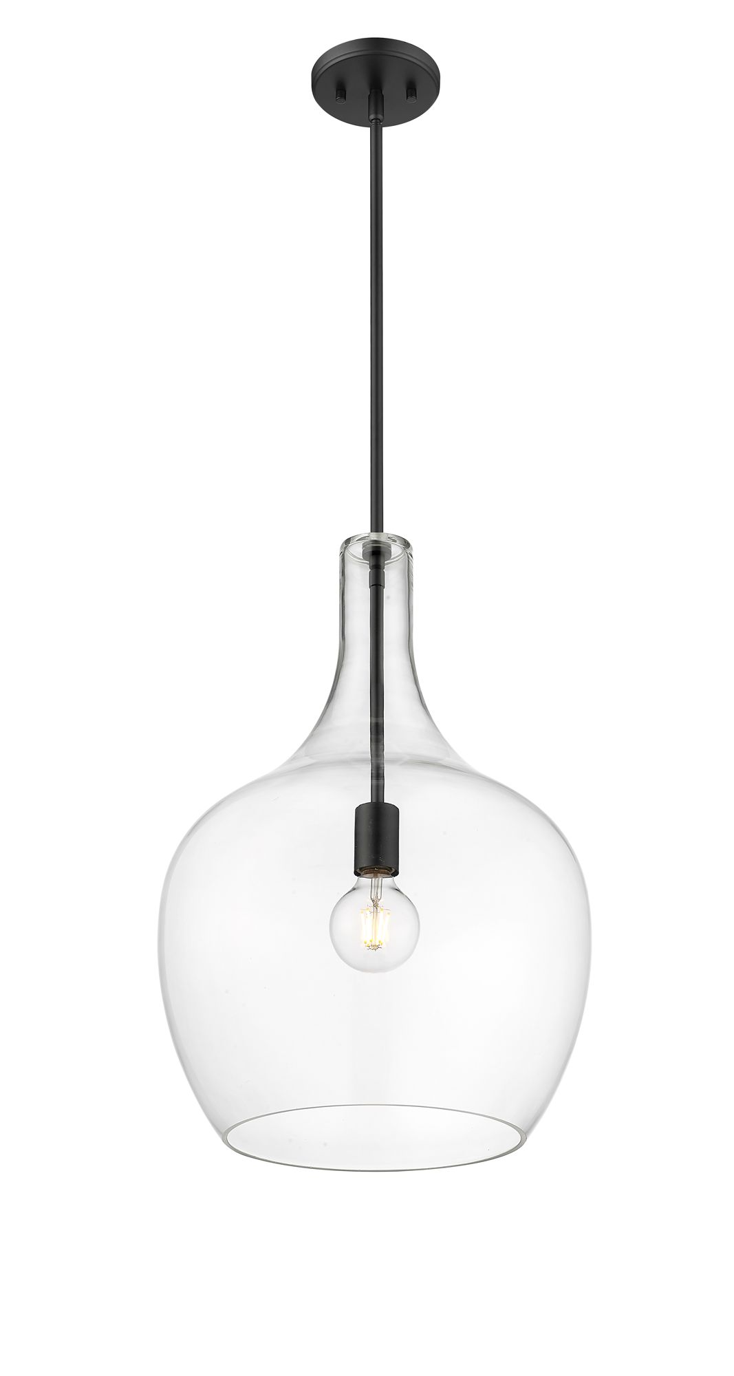 Image 3 Millennium Lamara 1-Light 15" Matte Black Pendant with Glass Shade more views