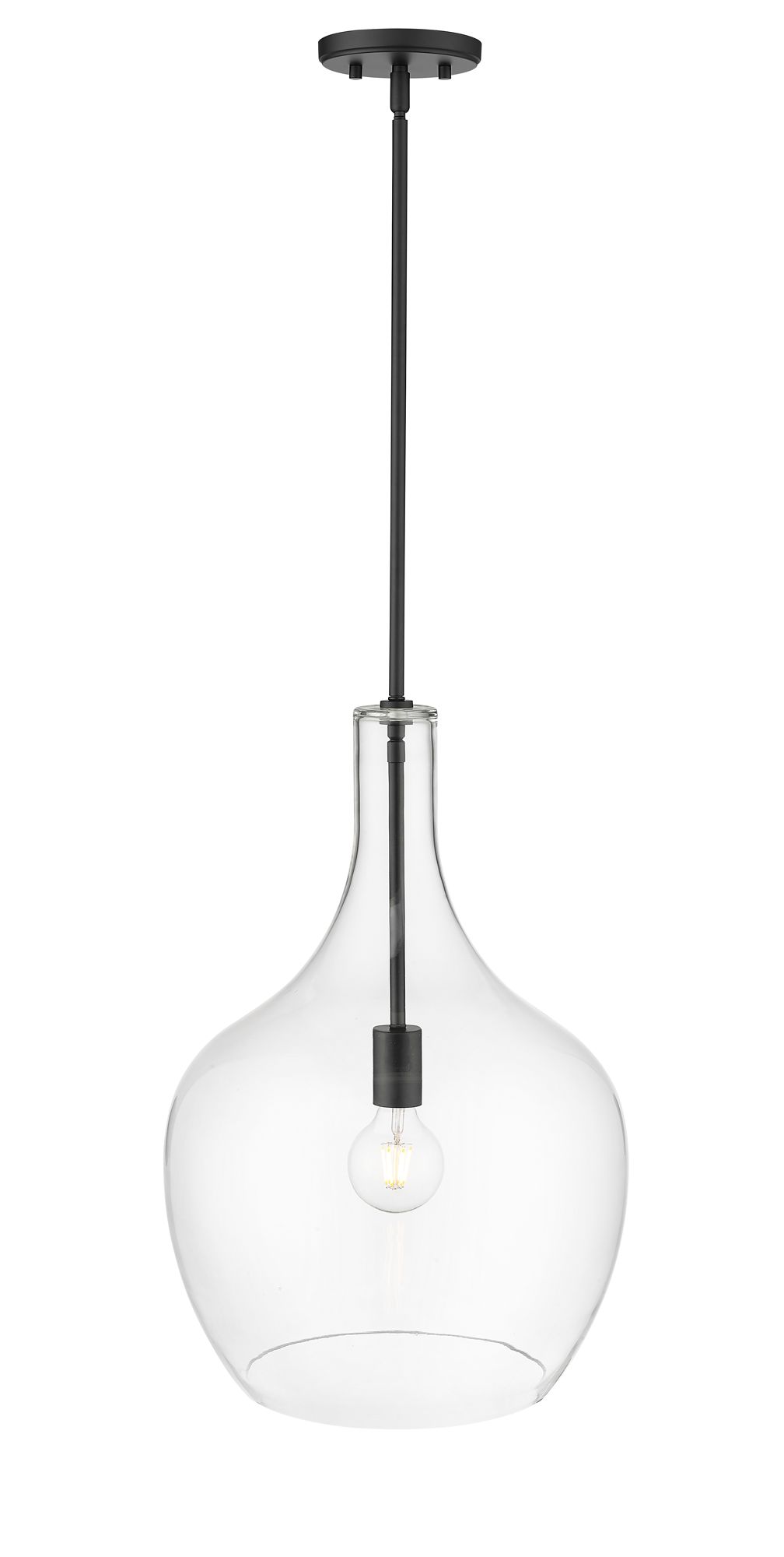 Image 4 Millennium Lamara 1-Light 15" Matte Black Pendant with Glass Shade more views