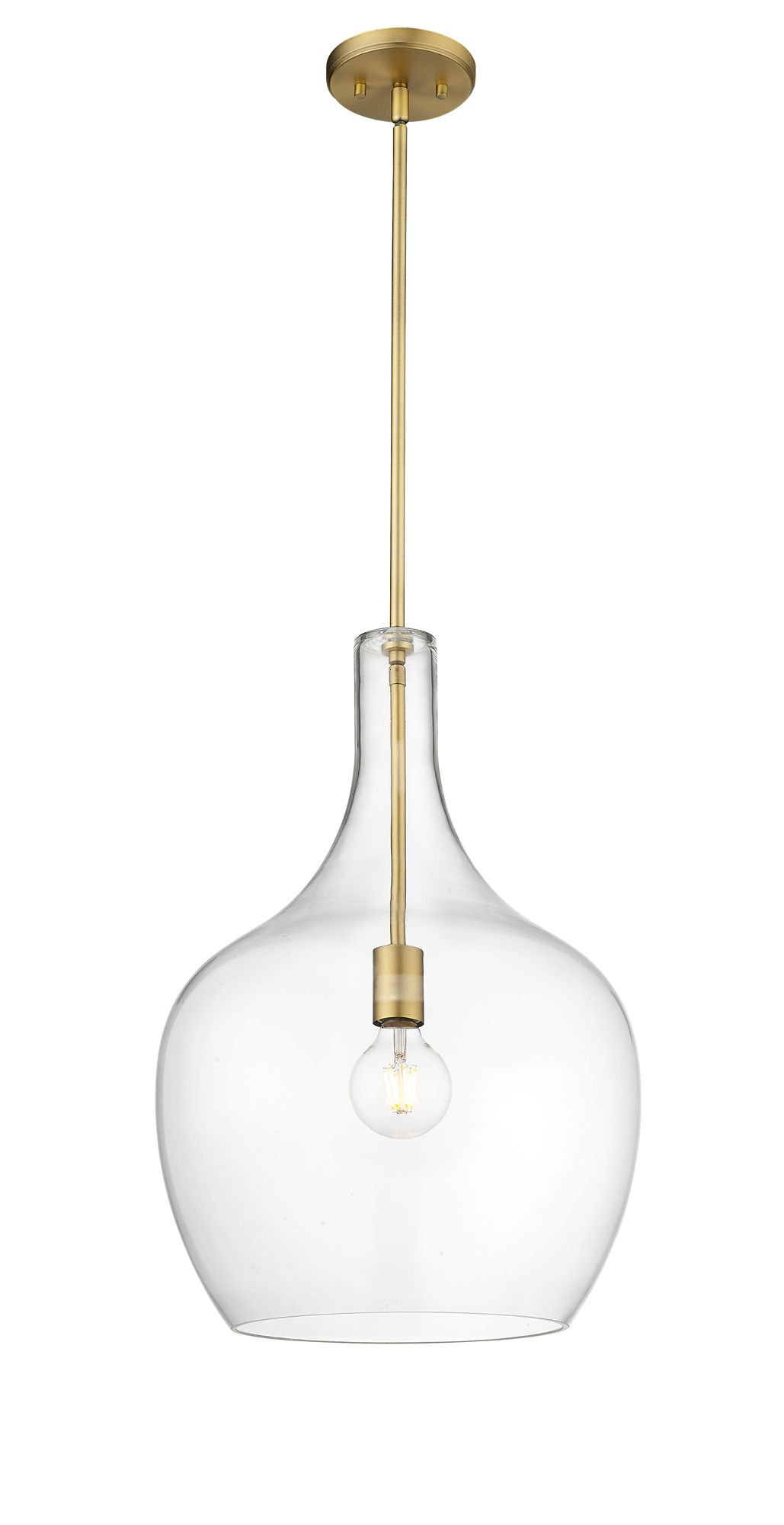 Image 2 Millennium Lamara 1-Light 15" Vintage Brass Pendant with Glass Shade more views