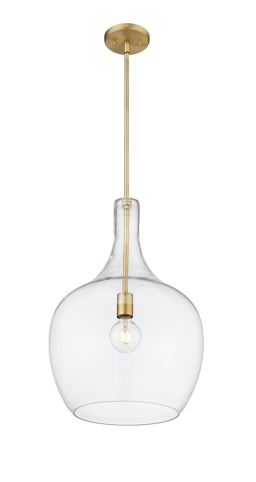 Image 3 Millennium Lamara 1-Light 15" Vintage Brass Pendant with Glass Shade more views