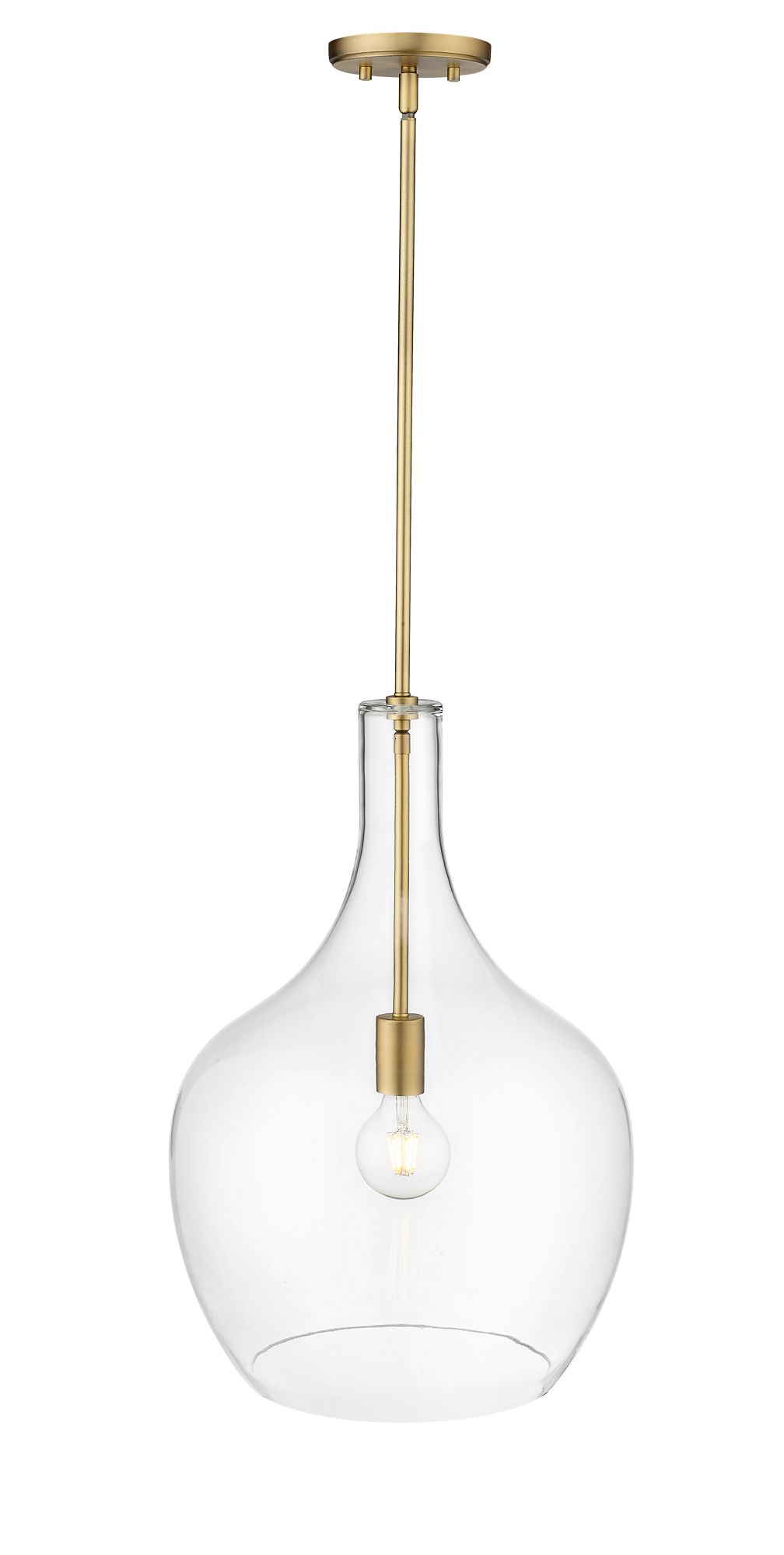 Image 4 Millennium Lamara 1-Light 15" Vintage Brass Pendant with Glass Shade more views