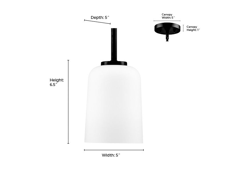 Image 7 Millennium Laphia 1-Light 5" Matte Black Pendant with Glass Shade more views