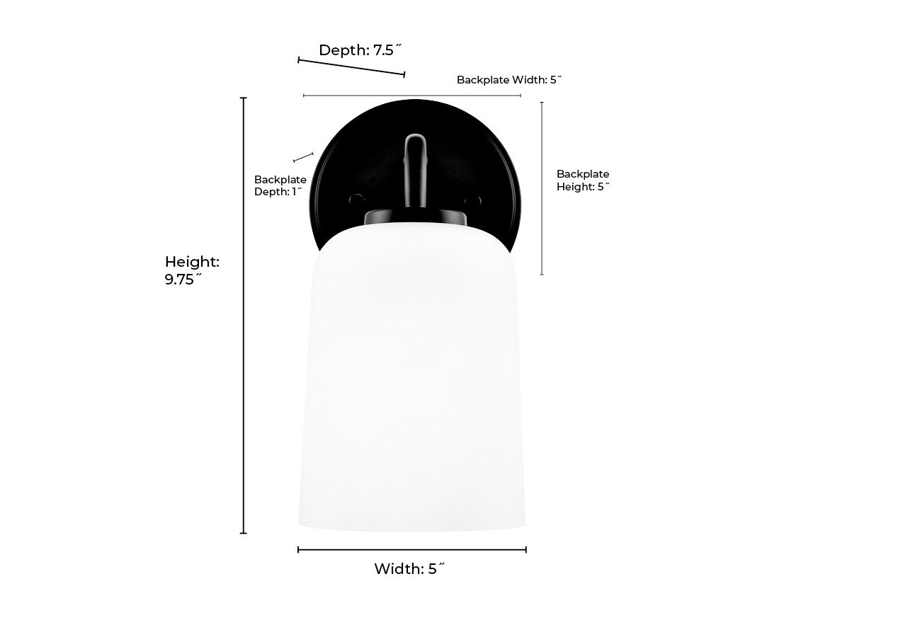 Image 7 Millennium Laphia 1-Light 5" Matte Black Wall Sconce with Glass Shade more views