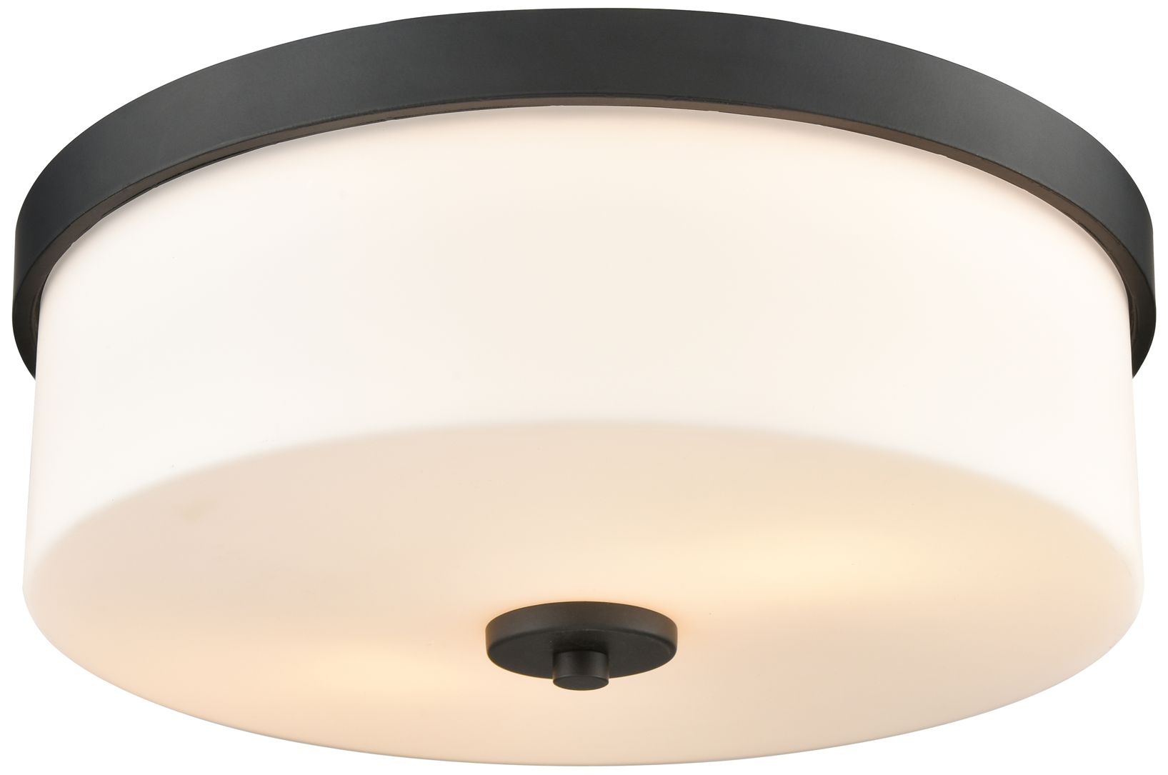 Millennium Laphia 2-Light 13.25" Matte Black Flush Mount with Glass Sh